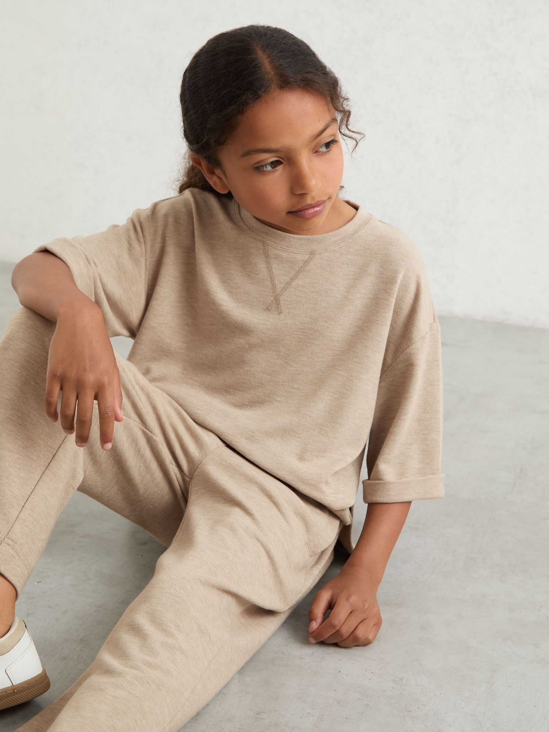 Top And Trousers Lounge Set in Oatmeal (W61979) | $125