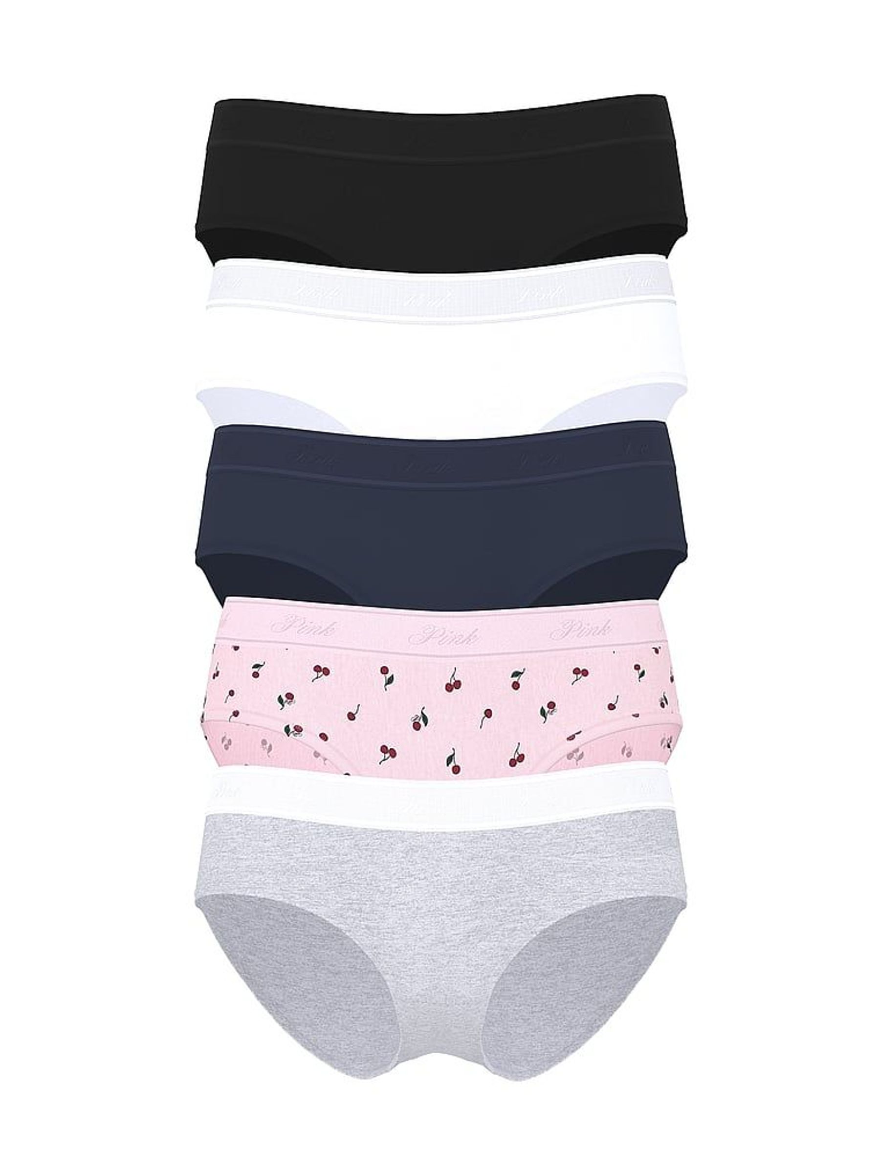 BlackGreyWhitePinkBlue Hipster 5 Pack Logo Knickers (W62523) | €35