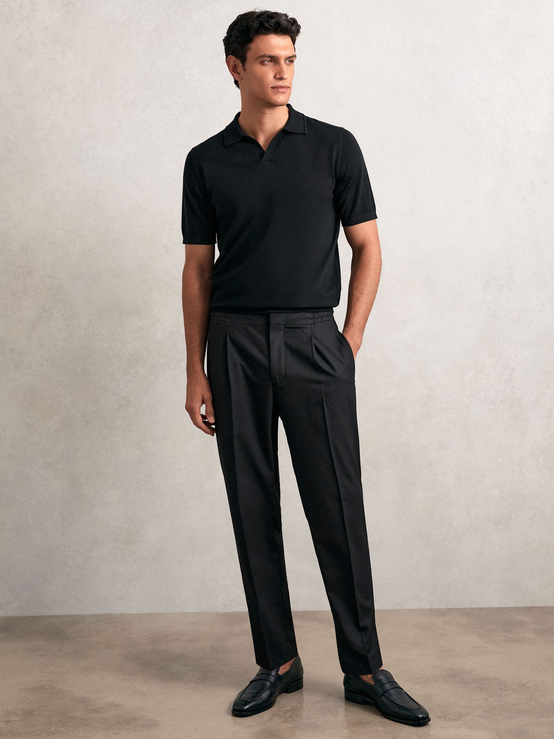 Tapered Drawstring Tailored Trousers in Black (W62538) | SGD 280