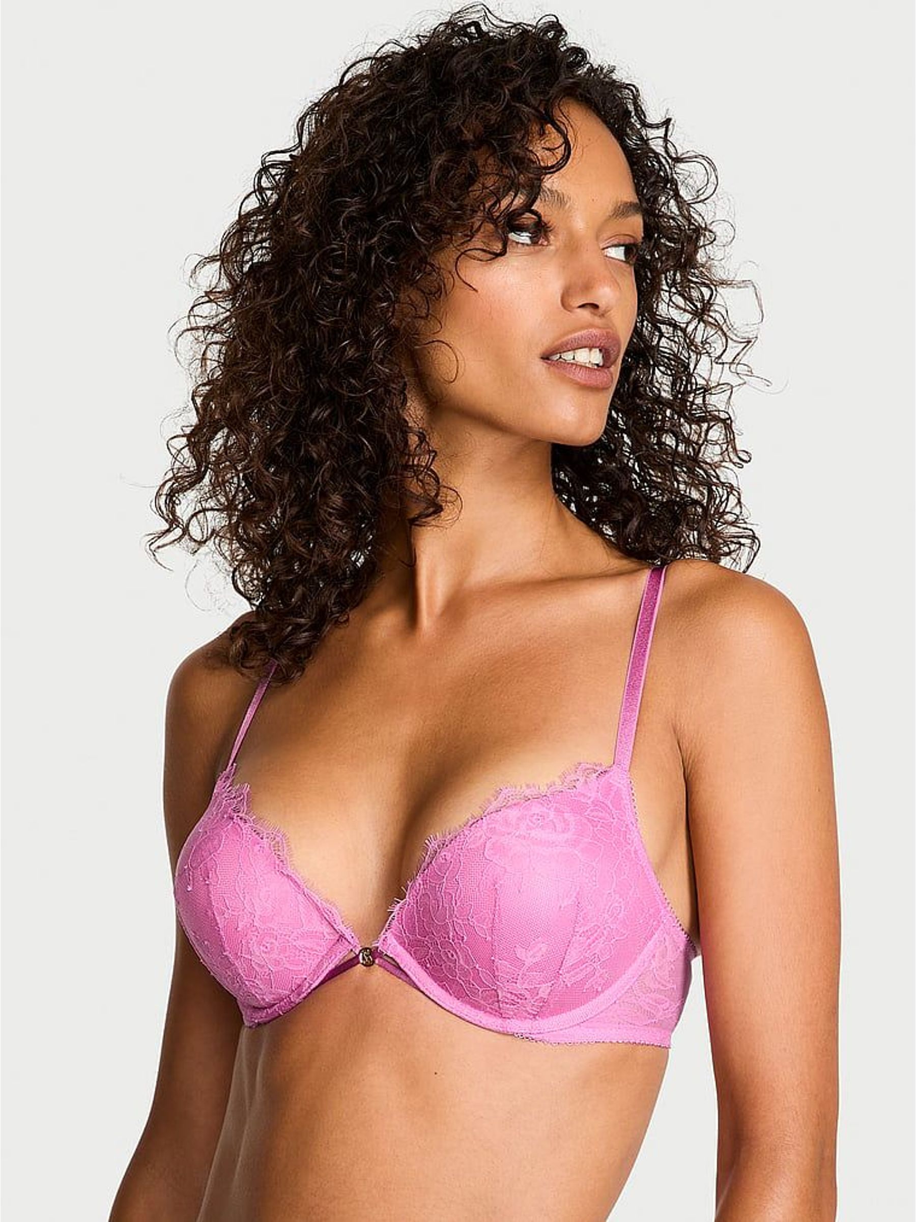 Playful Rose Pink Add 2 Cups Push Up Bombshell Lace Bra (W62975) | €62