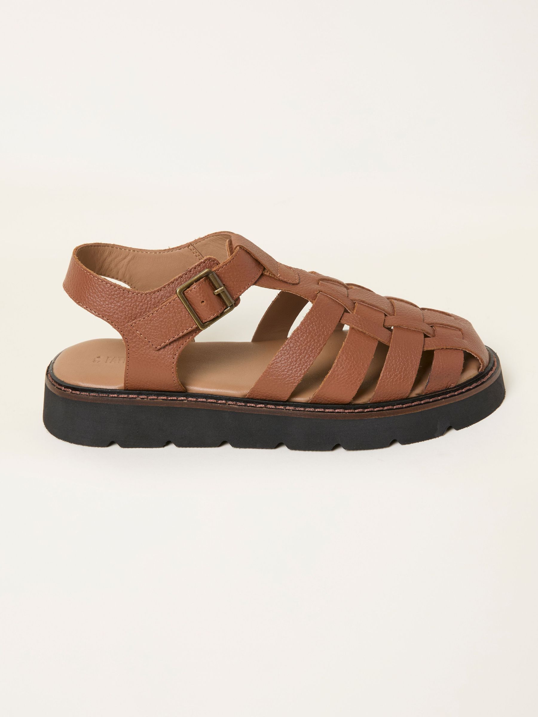 Cali Tan Brown Leather Fisherman Sandal (W63944) | $125
