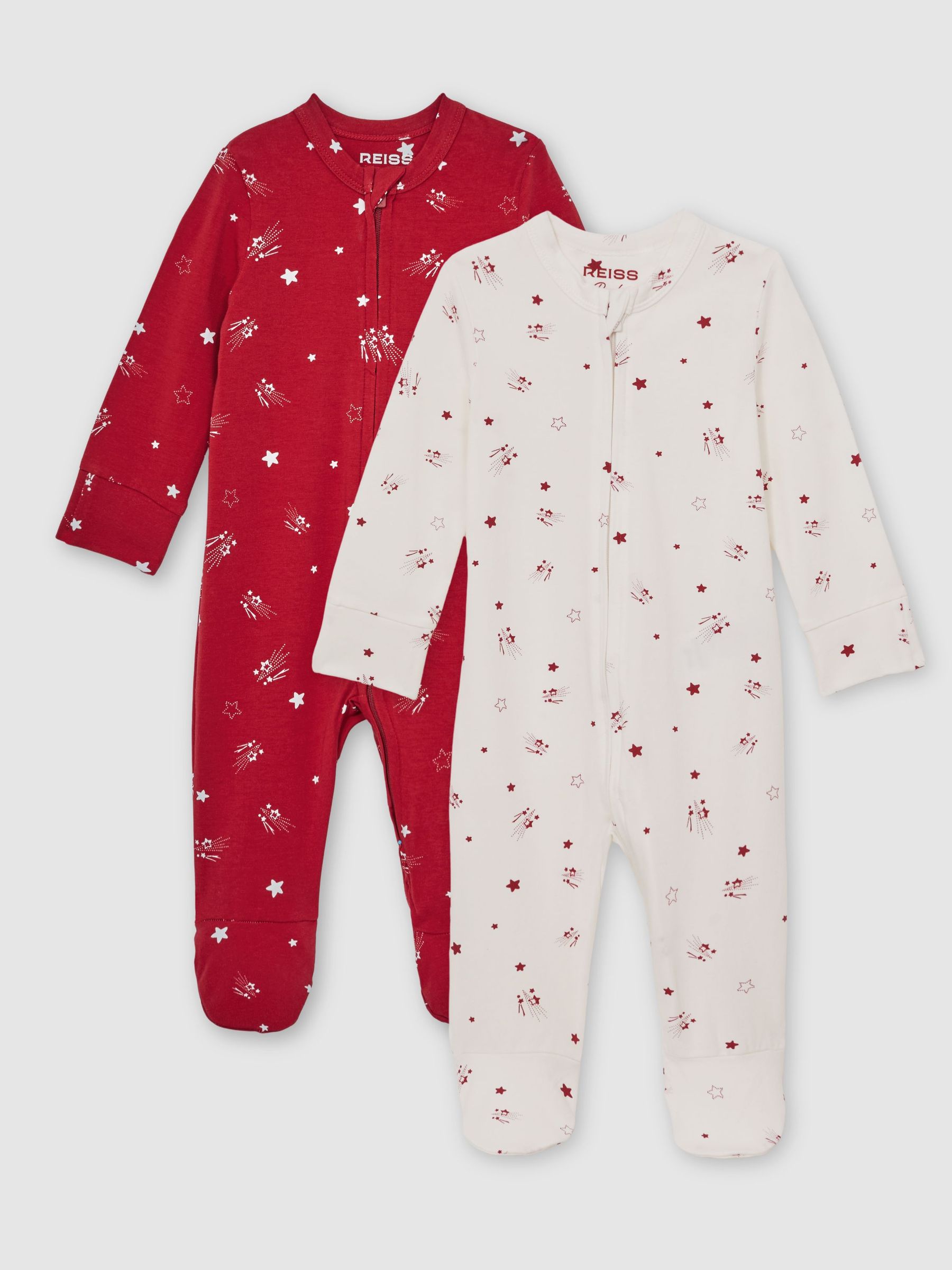 2 Pack Bird-Print Jersey Sleepsuits in Red Print (W64743) | €75