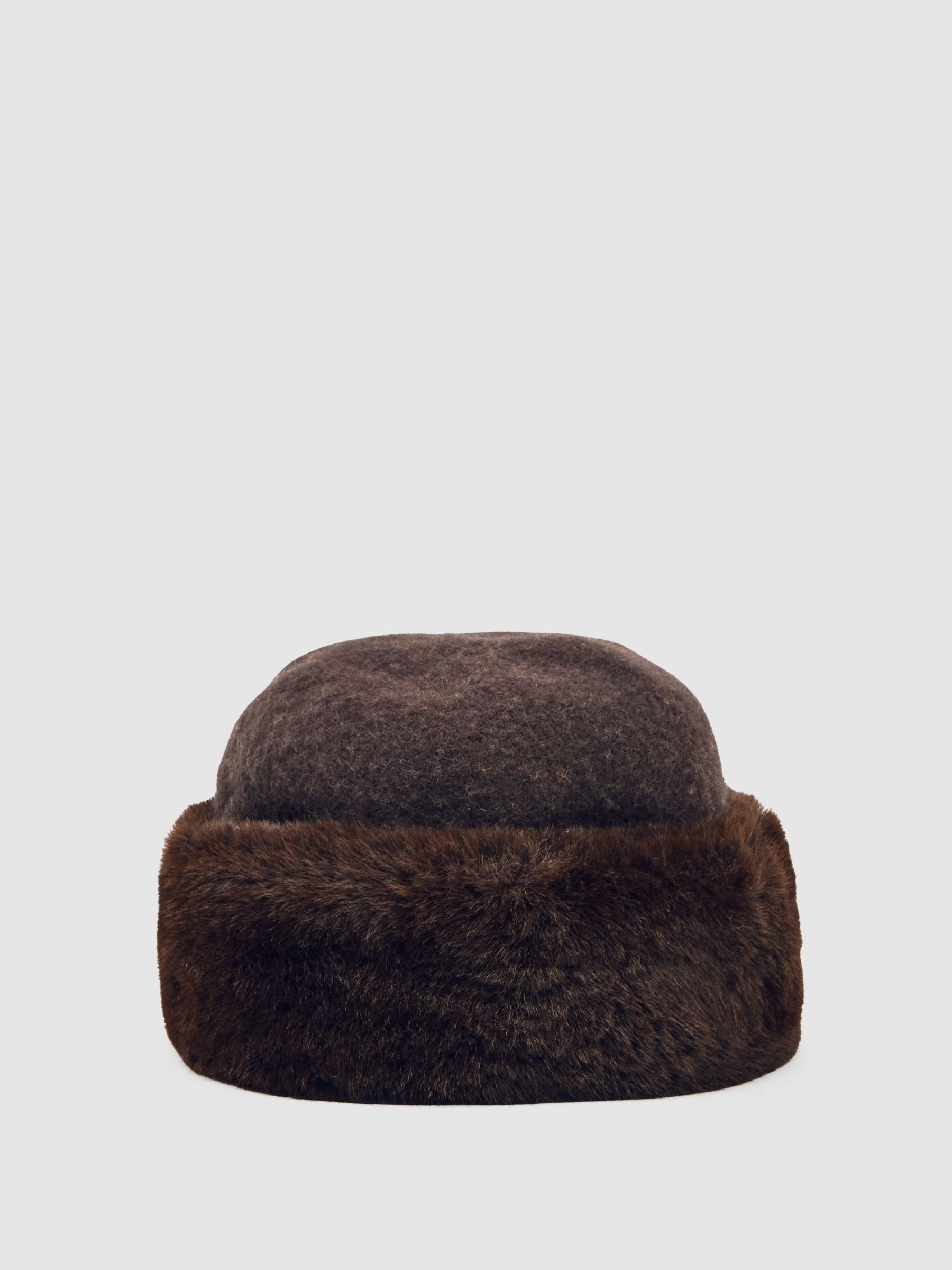 Faux Fur Hat in Chocolate (W64878) | 370 QAR
