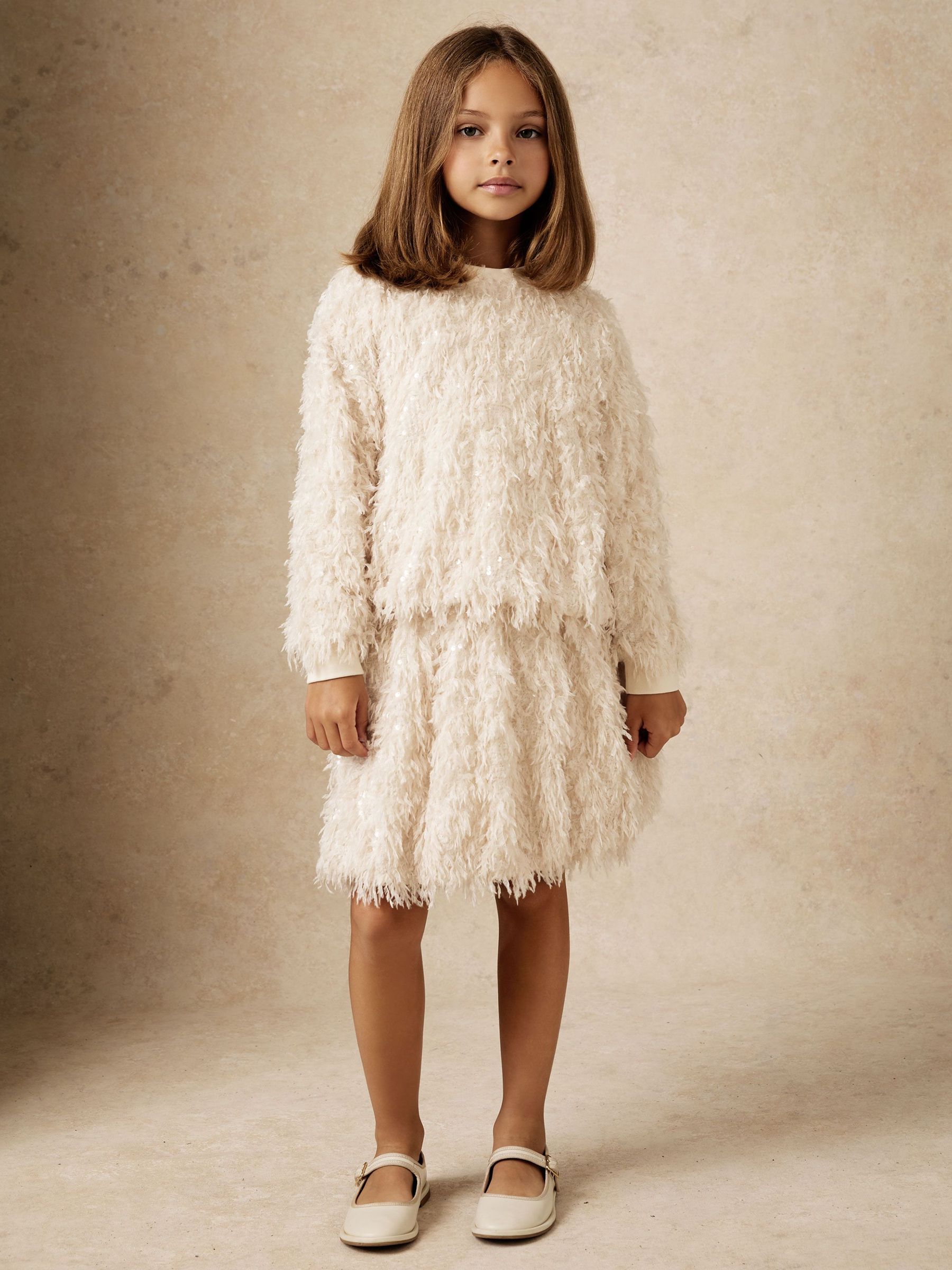 9-13 yrs Fluffy Sequin-Embellished Top in Ivory (W64890) | €85