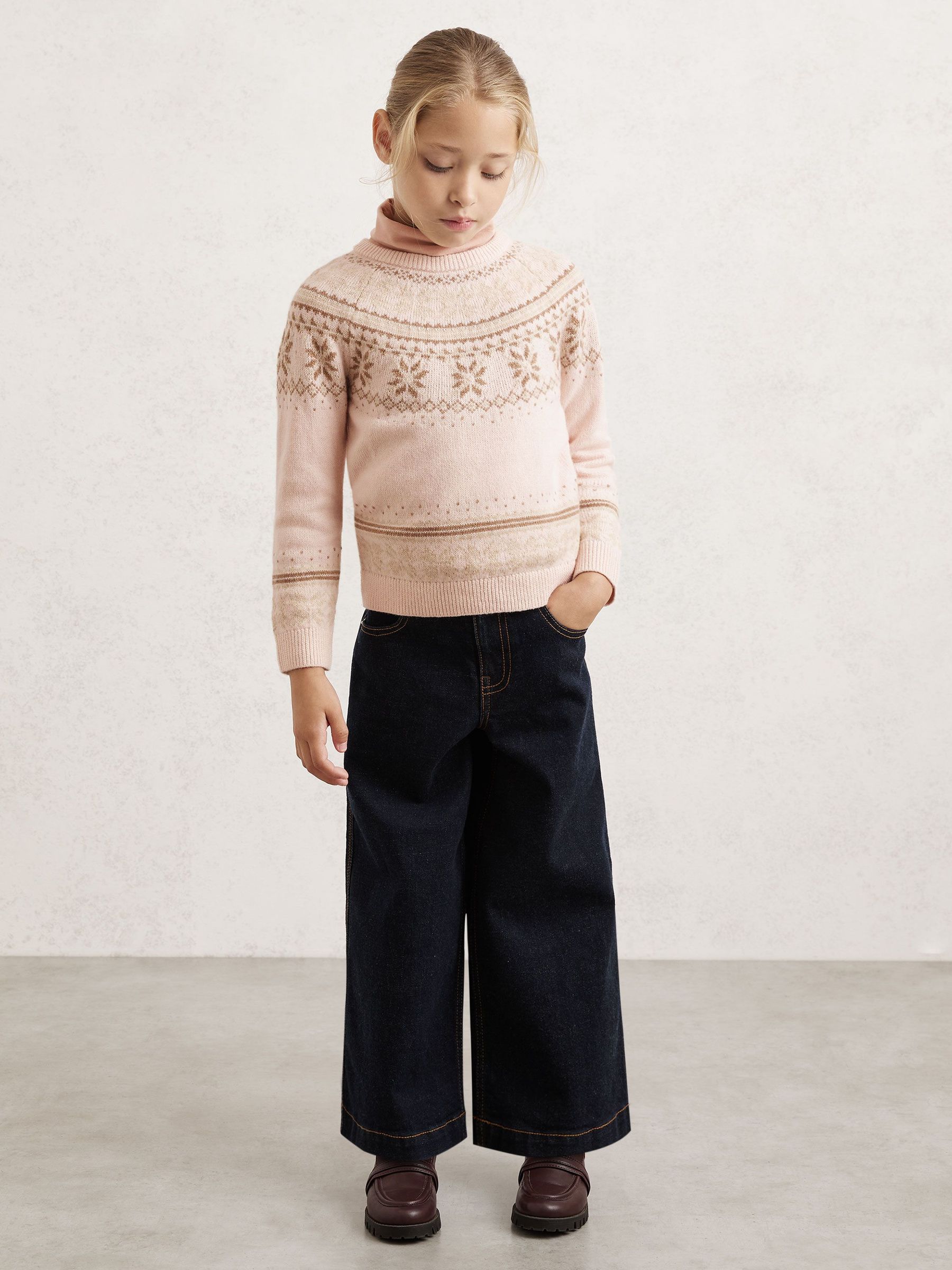 3-9 yrs Wool-Cotton Blend Fair Isle Jumper in Pink (W64900) | $70