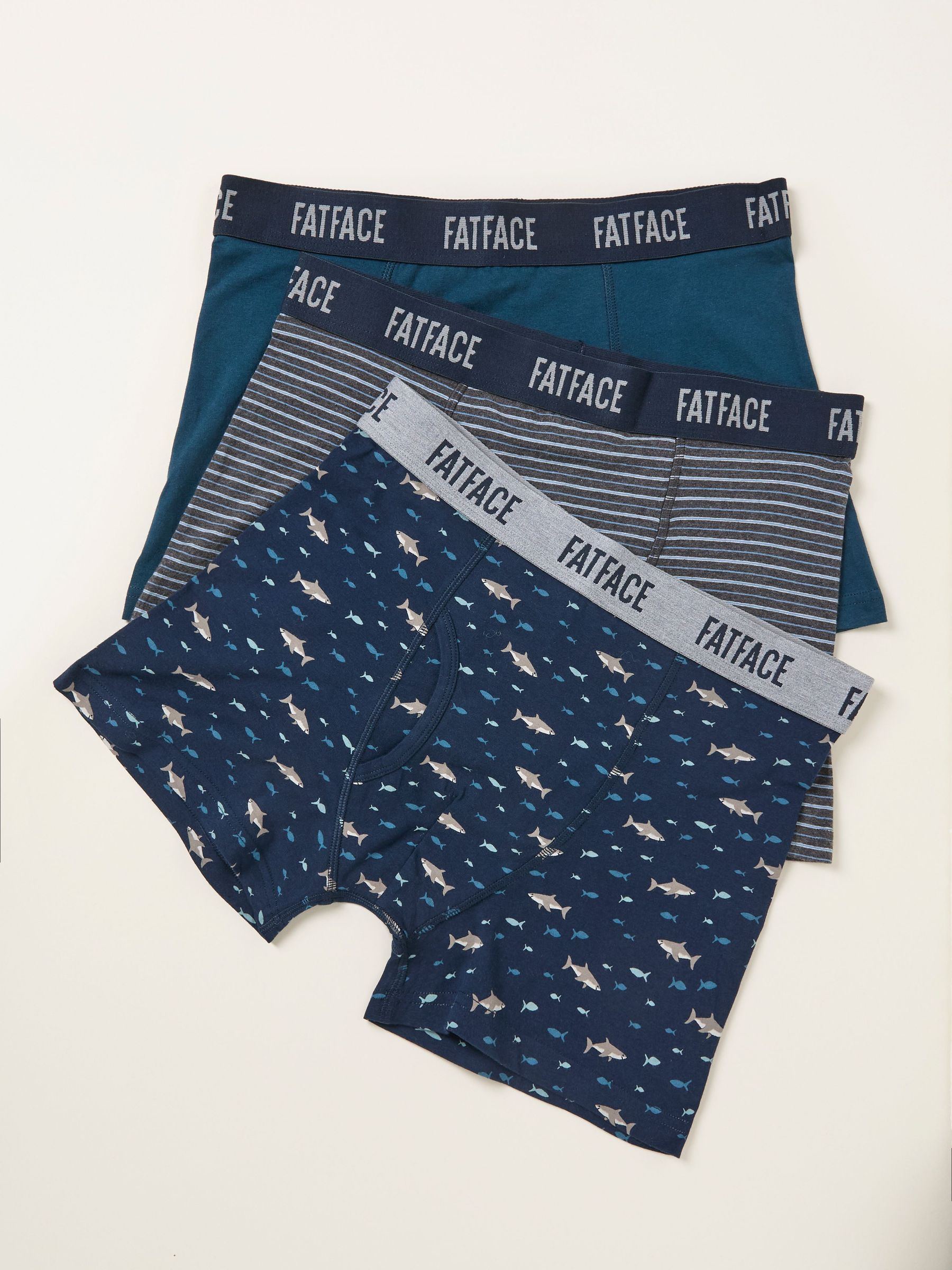 Navy 3 Pack Shark Boxers (W66031) | $57