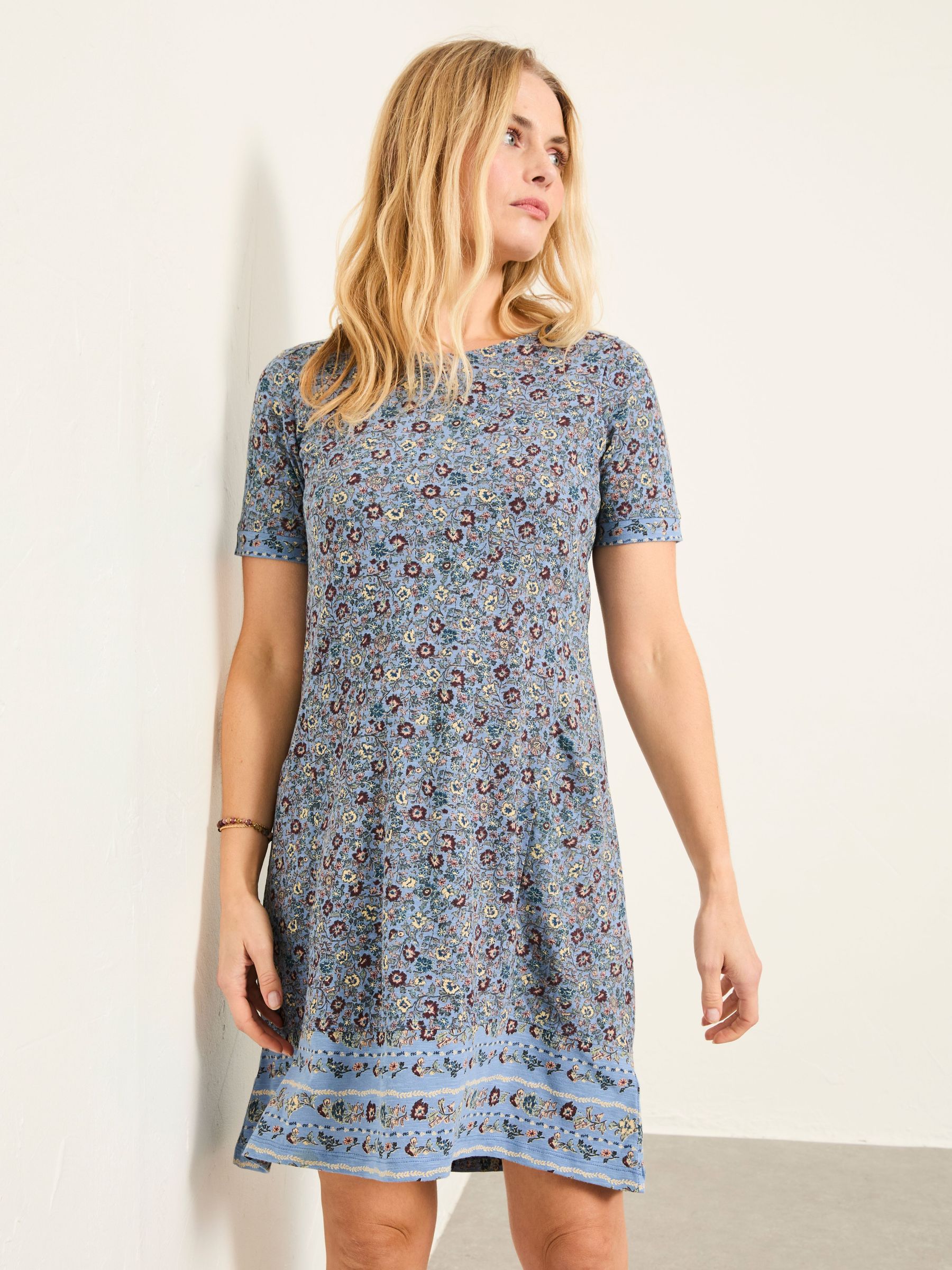 Simone Blue Vintage Ditsy Regular Jersey Dress (W66069) | $95