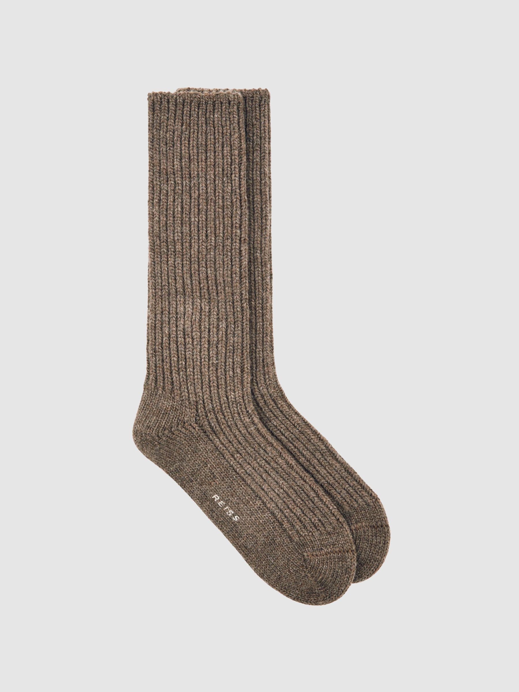 Wool Blend Ribbed Socks in Chocolate (W66182) | €30