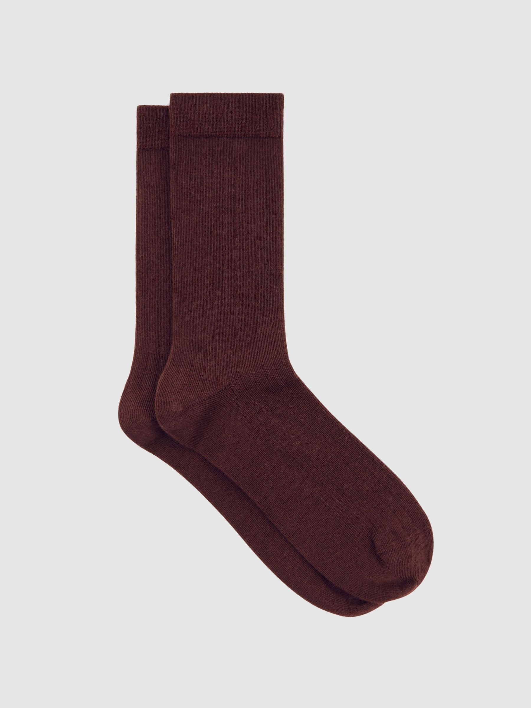Cotton Blend Ribbed Loafer Socks in Burgundy (W66185) | €20