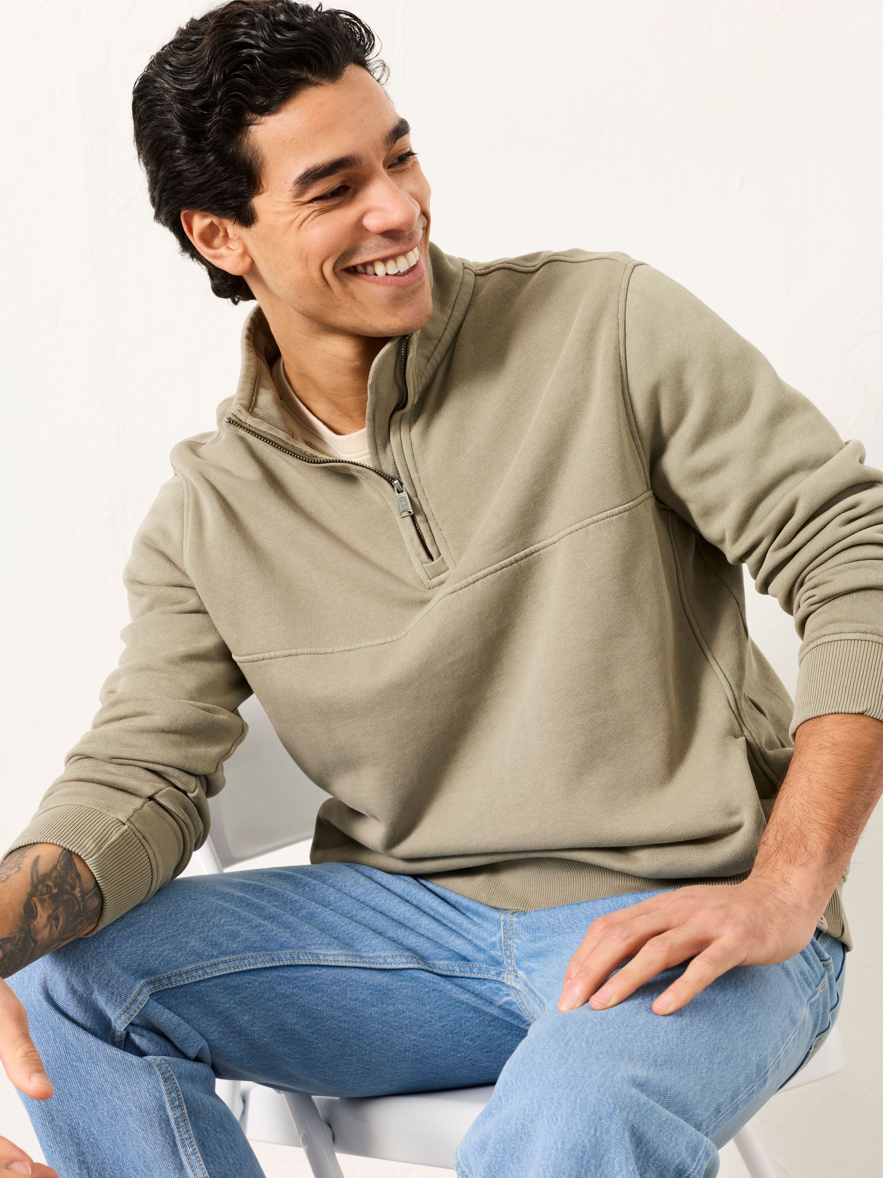 Brooke Sage Green Half Neck Sweat Top (W66762) | $105