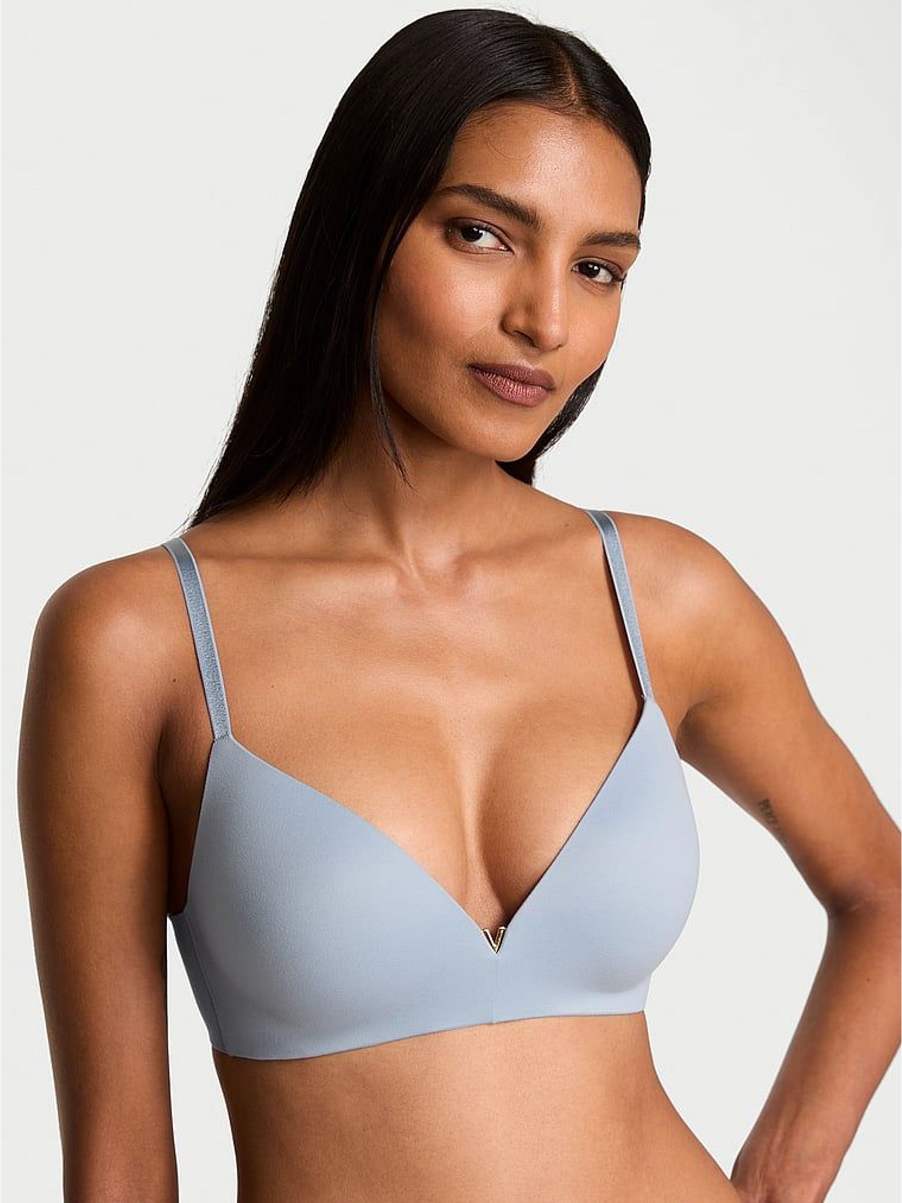 Blue Grey Non Wired Push Up Bra (W67086) | €58