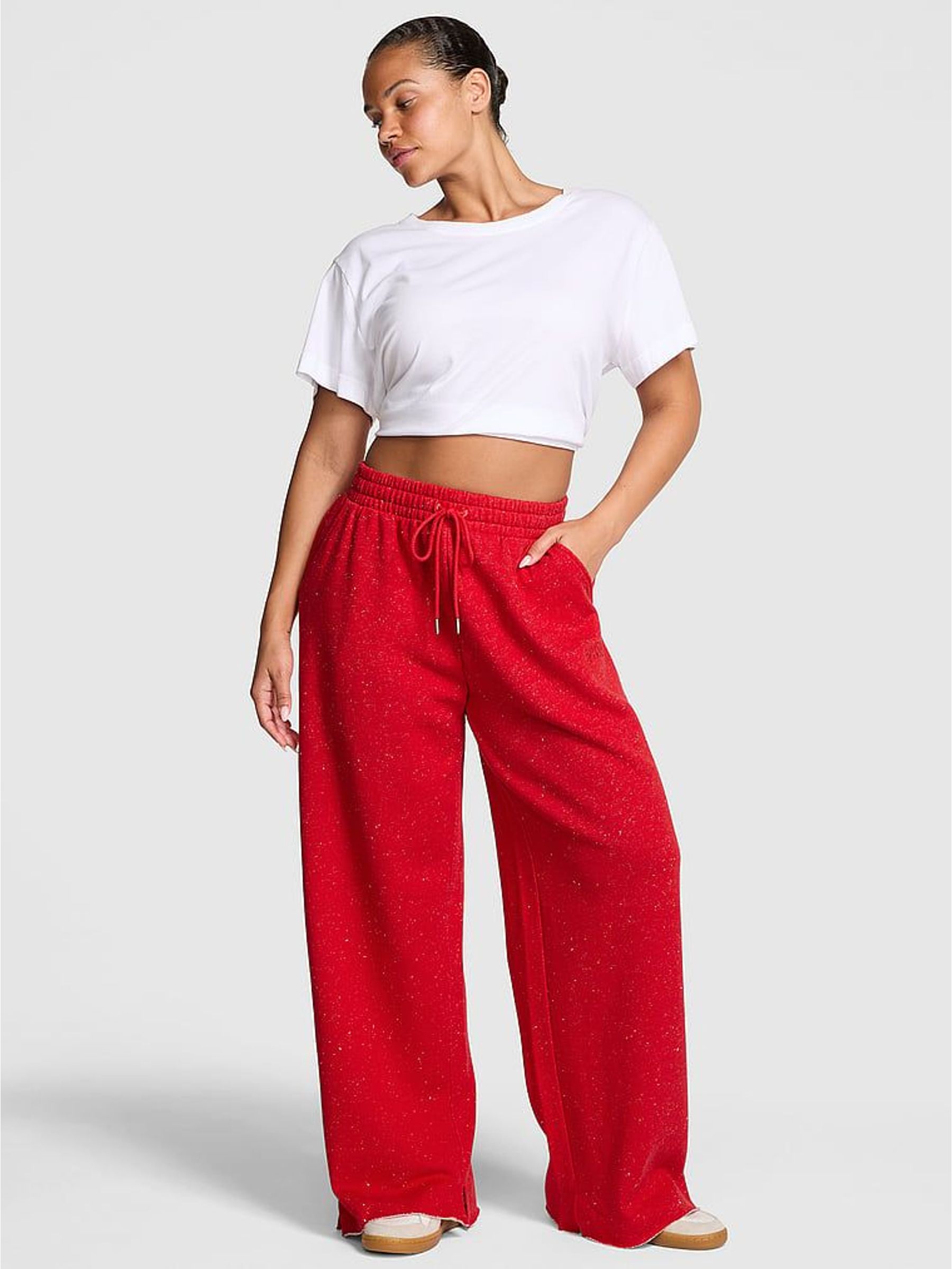 Heather Red Split Hem Joggers (W67125) | €77