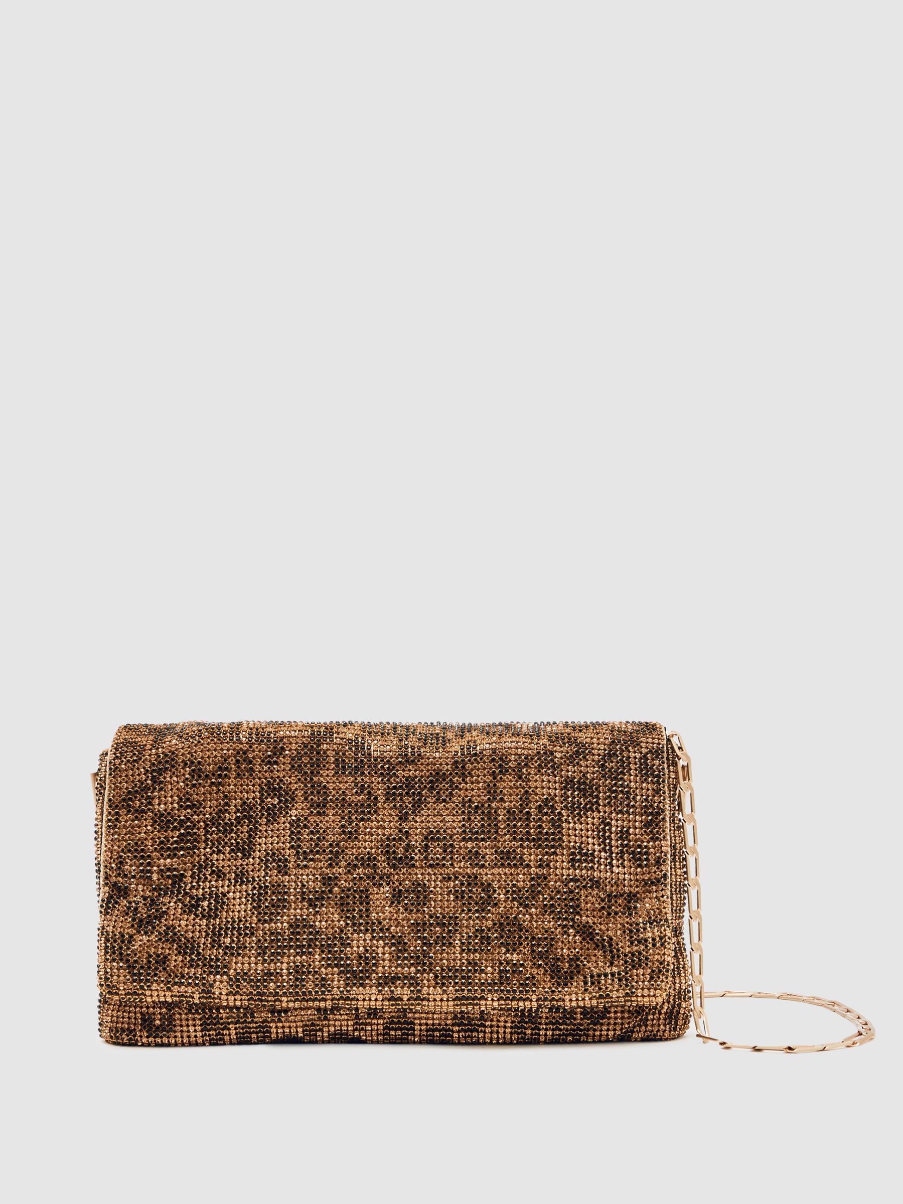 Leopard-Print Crystal Shoulder Bag in Animal Print (W67243) | 765 QAR