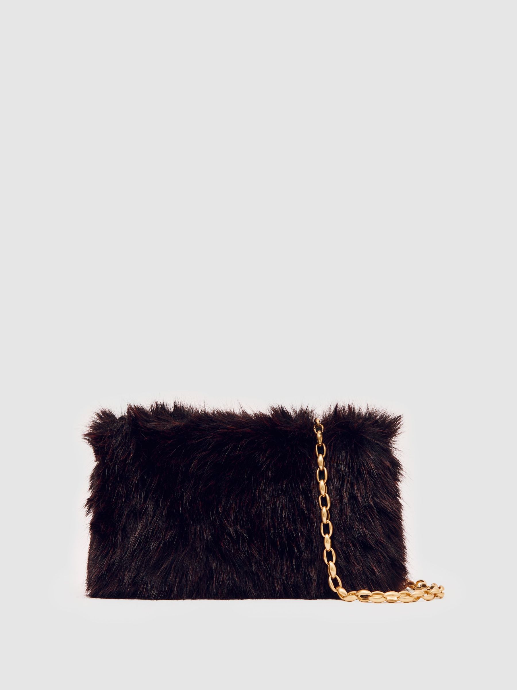 Faux Fur Shoulder Bag in Burgundy (W67247) | 655 QAR