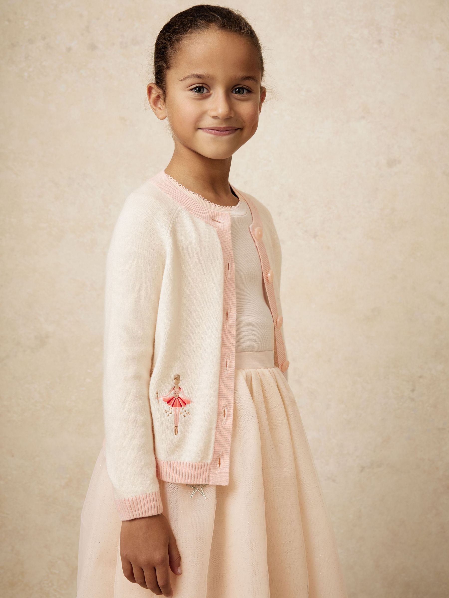 3-9 yrs Wool-Blend Ballerina Cardigan With Cashmere in Ivory (W67252) | $80