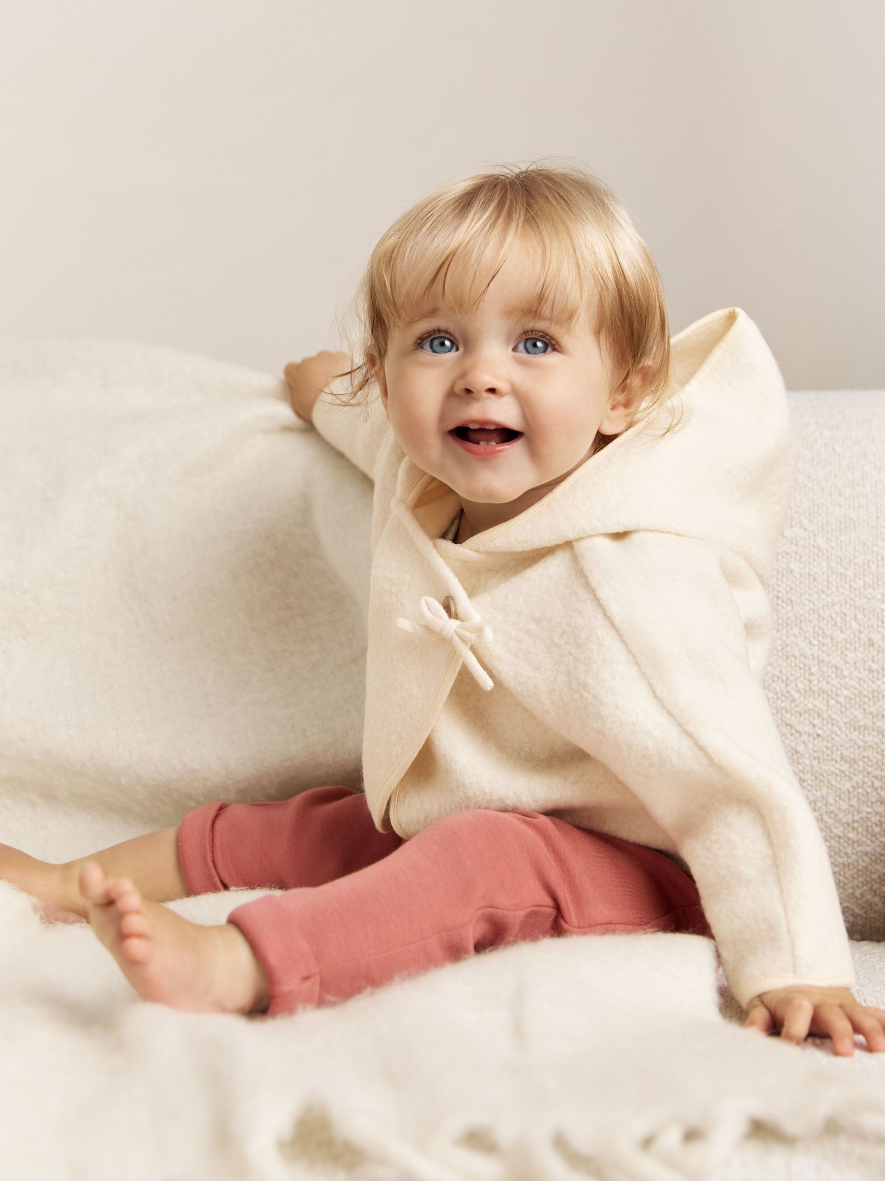 Wool Wrapover Hooded Jacket in Ivory (W67273) | $90