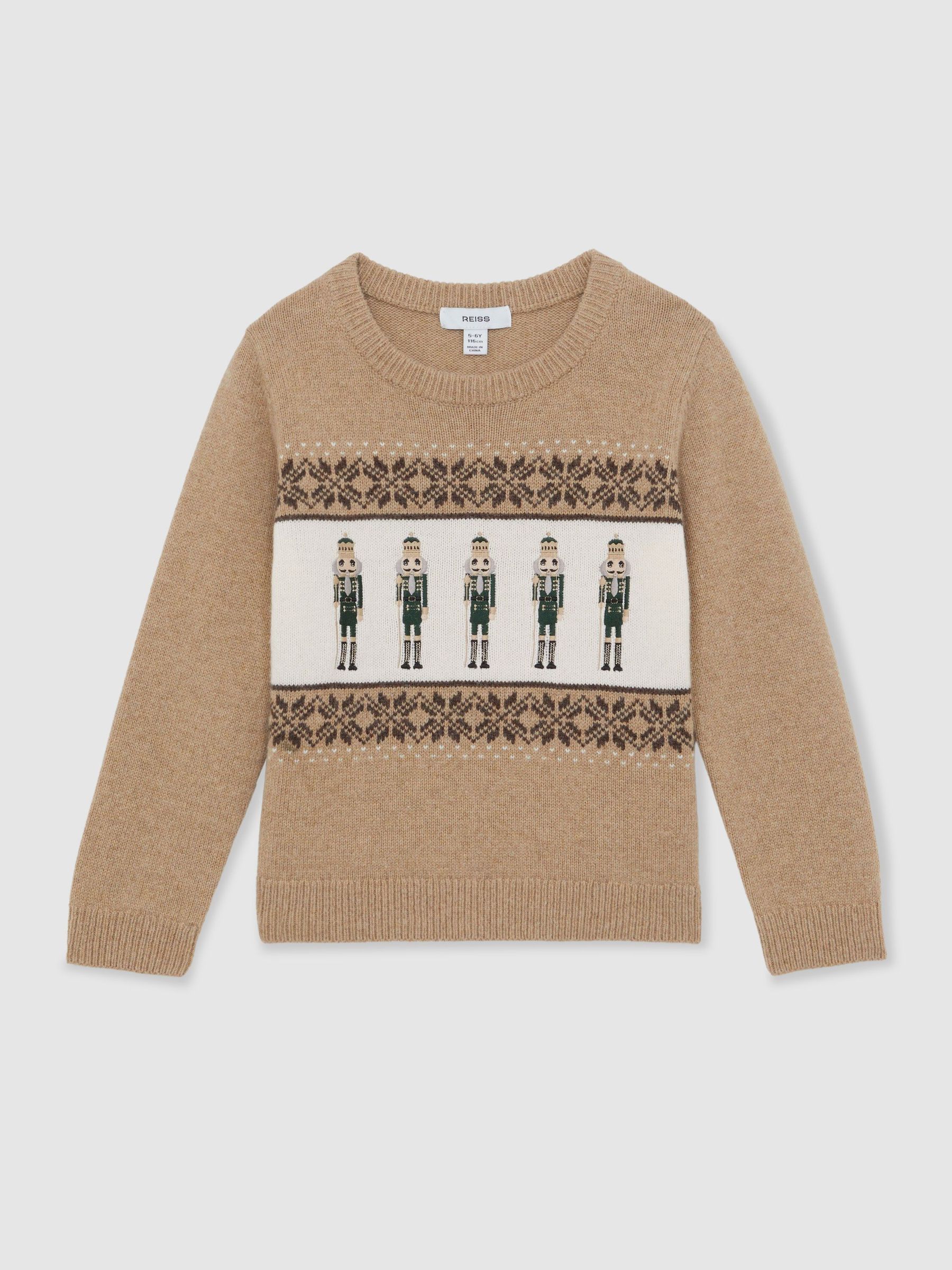 13-14 yrs Nutcracker-Embroidered Jumper with Wool in Camel Melange (W67632) | $95