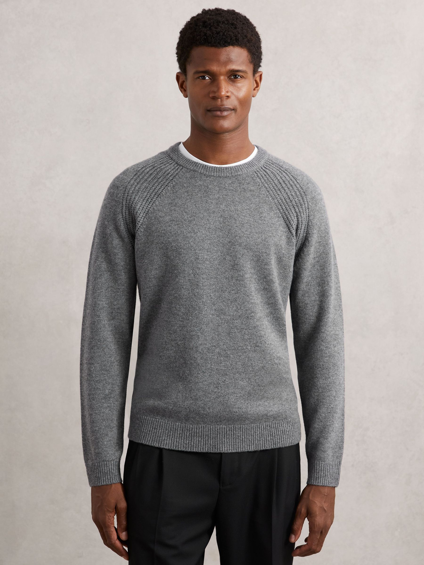 Wool-Cashmere Reverse-Seam Jumper in Mid Grey Melange (W69533) | €165