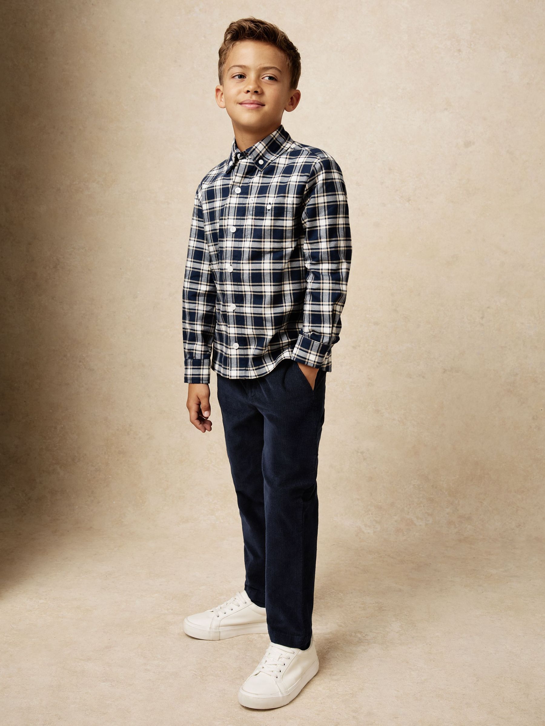 3-9 yrs Slim-Fit Corduroy Trousers in Navy (W69536) | $80