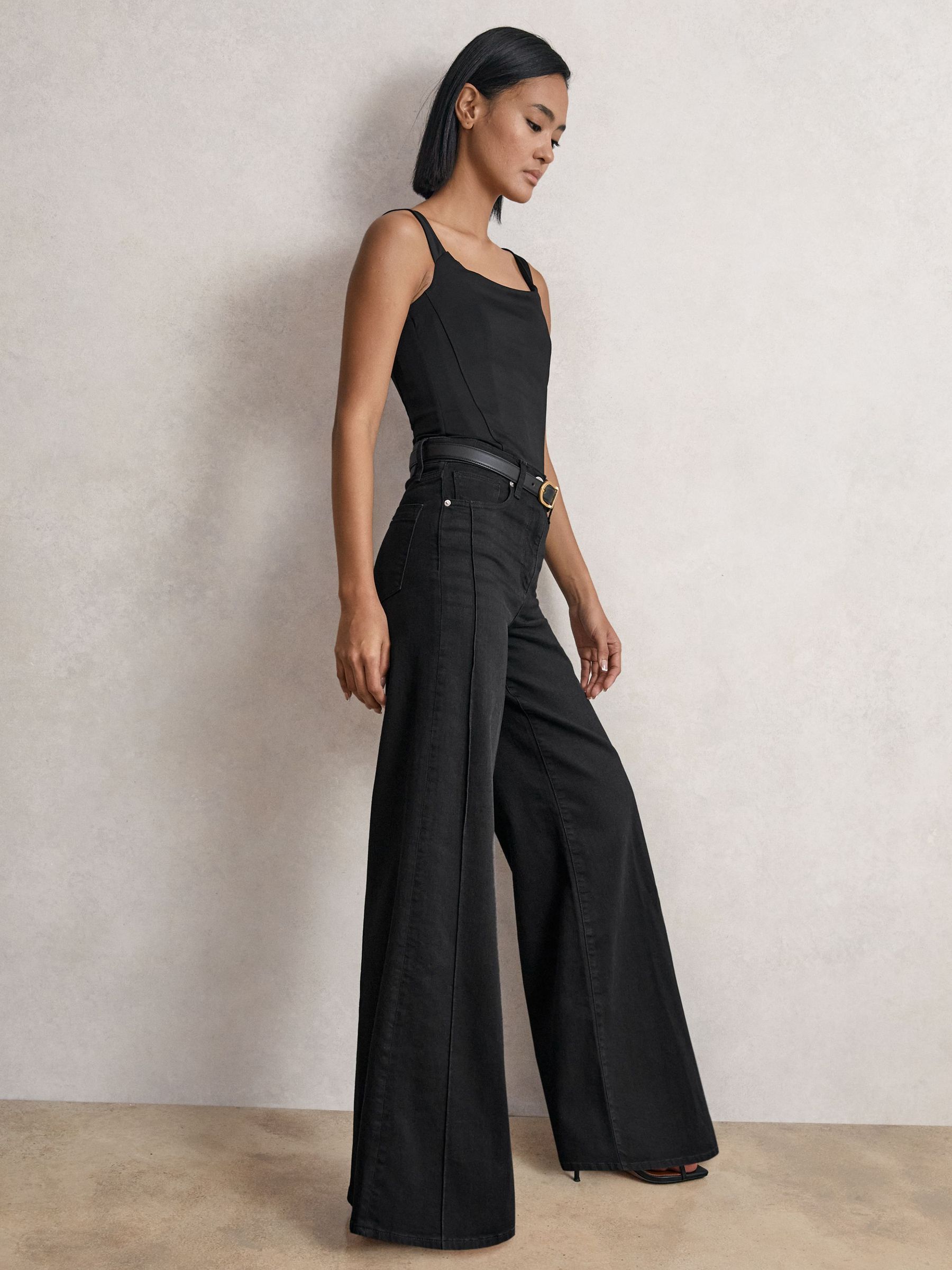 Stretch-Cotton Wide-Leg Jeans in Black (W71096) | $295