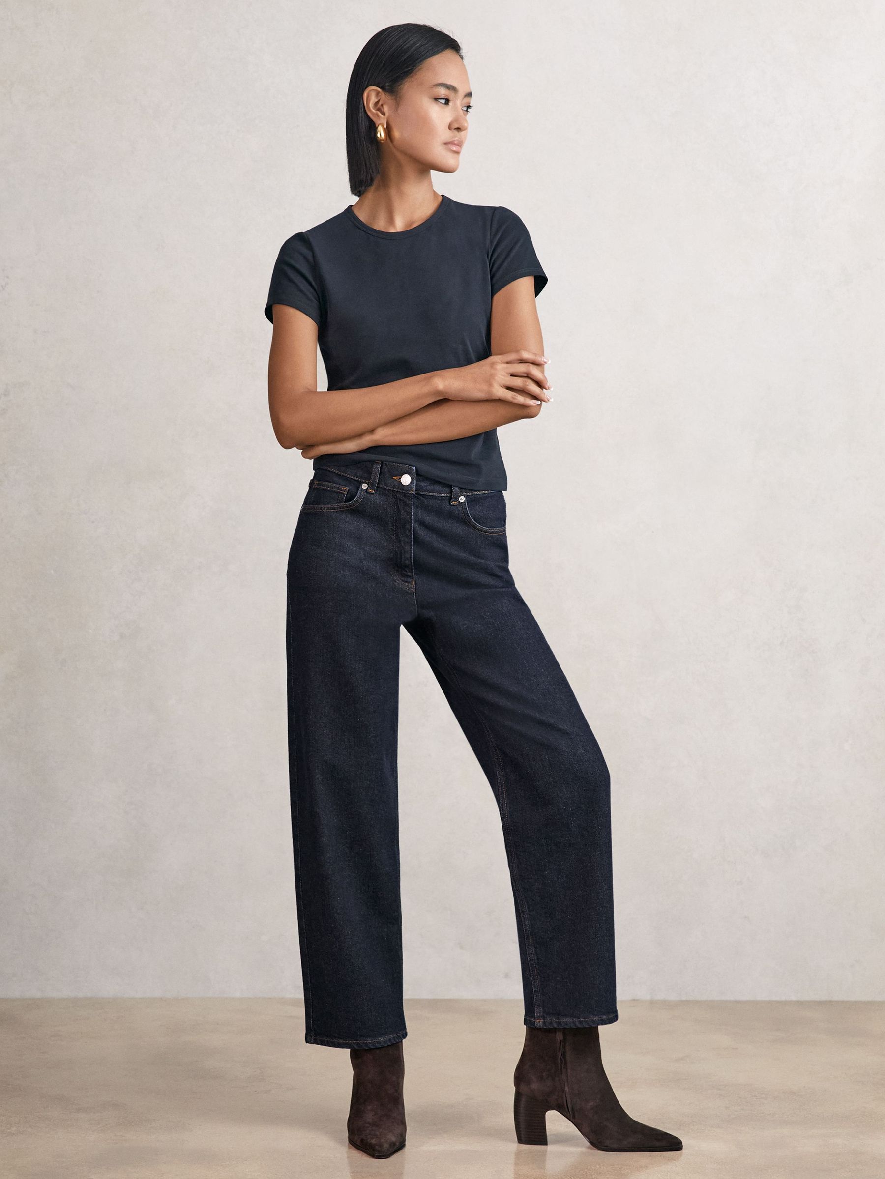 Mid-Rise Straight-Leg Jeans in Dark Blue (W71101) | SGD 245