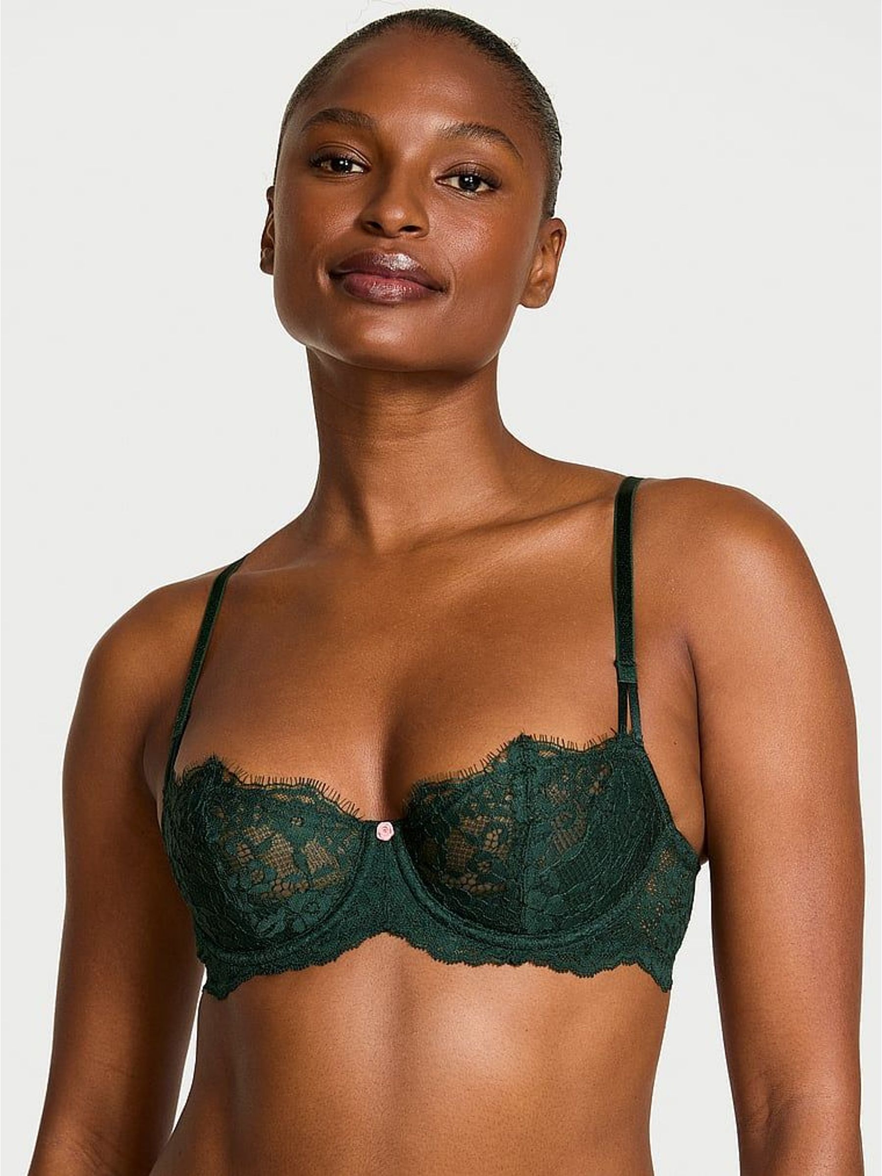 Cilantro Green Unlined Balcony Lace Bra (W71459) | €59