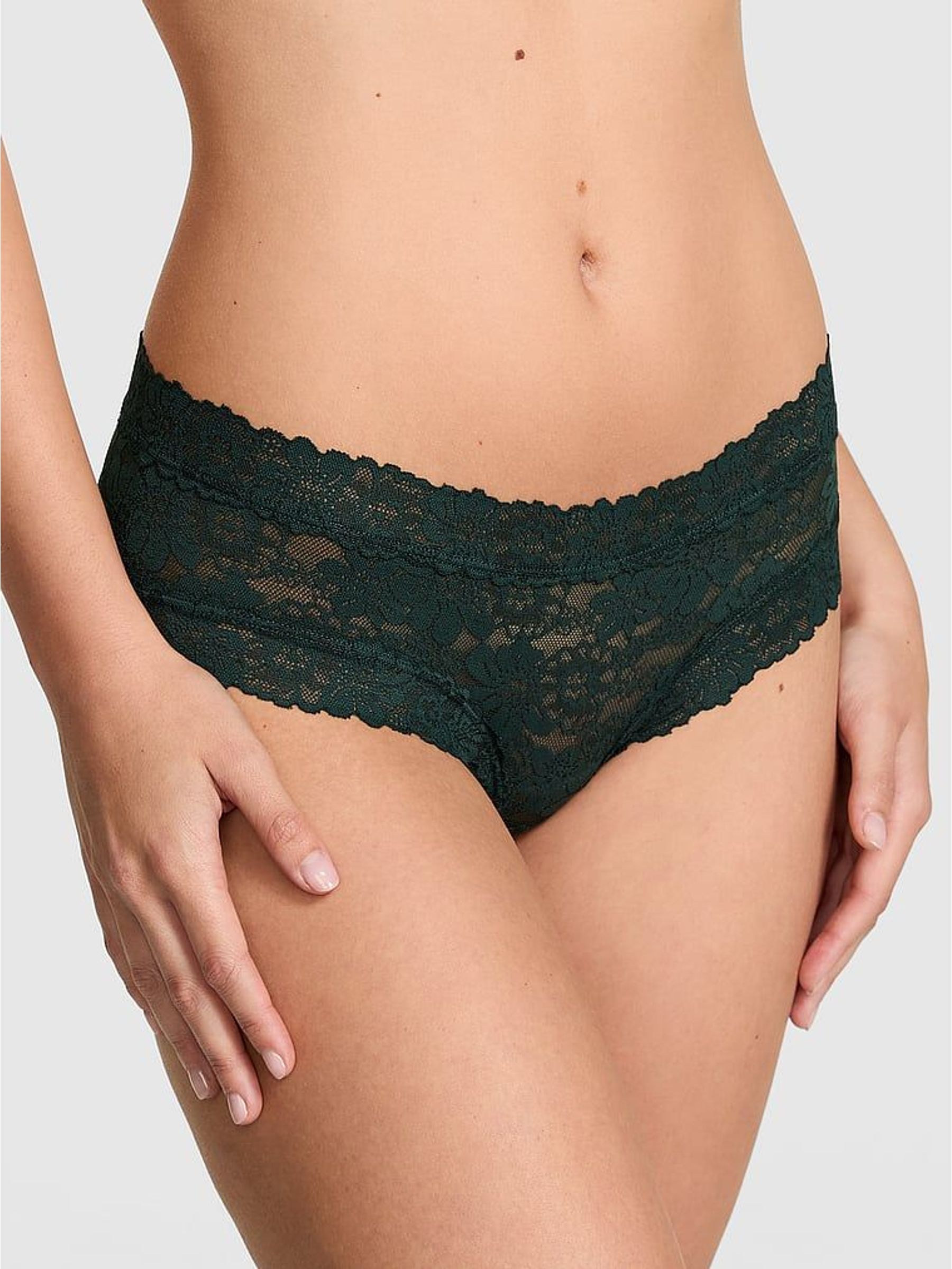 Deep Forest Green Cheeky Floral Lace Knickers (W71466) | €13