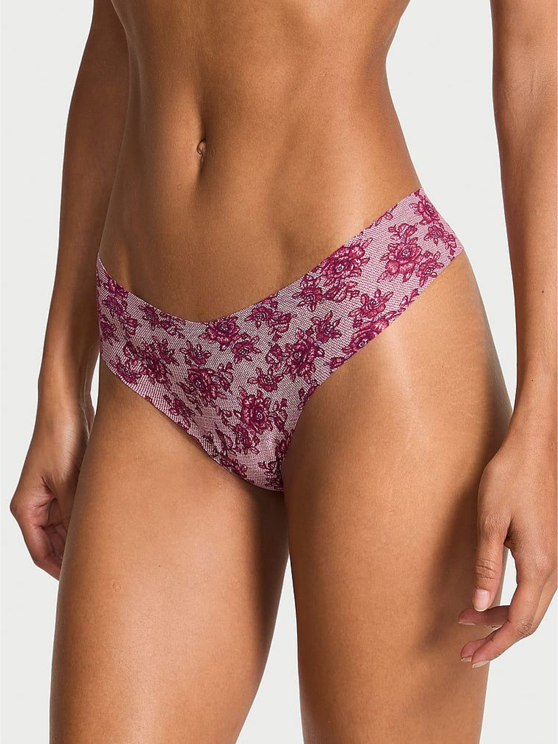 Sheer Pink Floral Thong Knickers (W71634) | €13