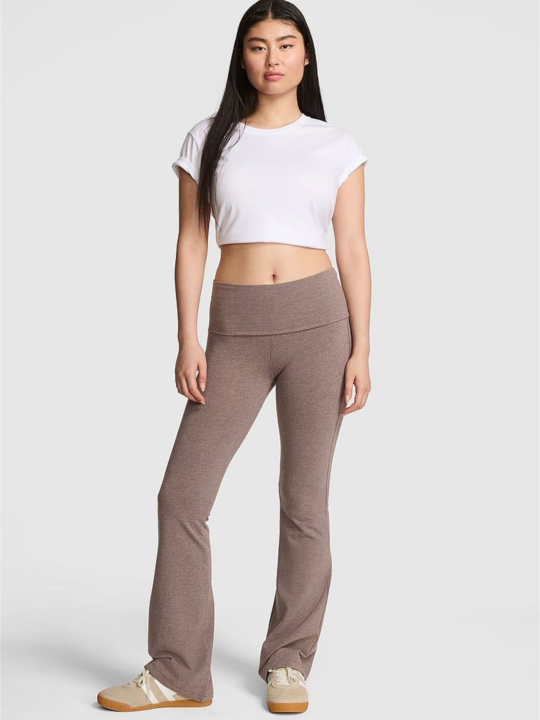 Cocoa Heather Blush Brown Foldover Flares Leggings (W71714) | €59