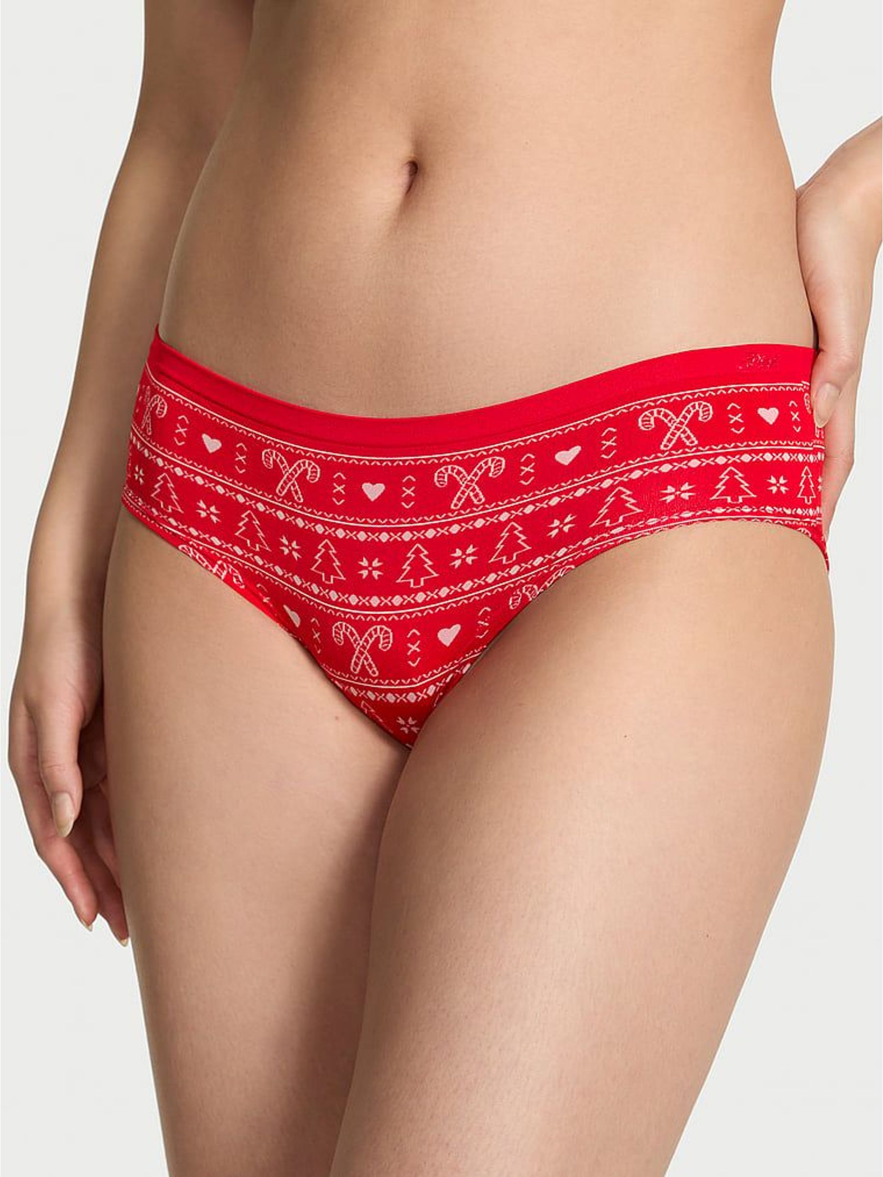 Bright Vermillion Red Fairisle Print Hipster Seamless Knickers (W71739) | €13