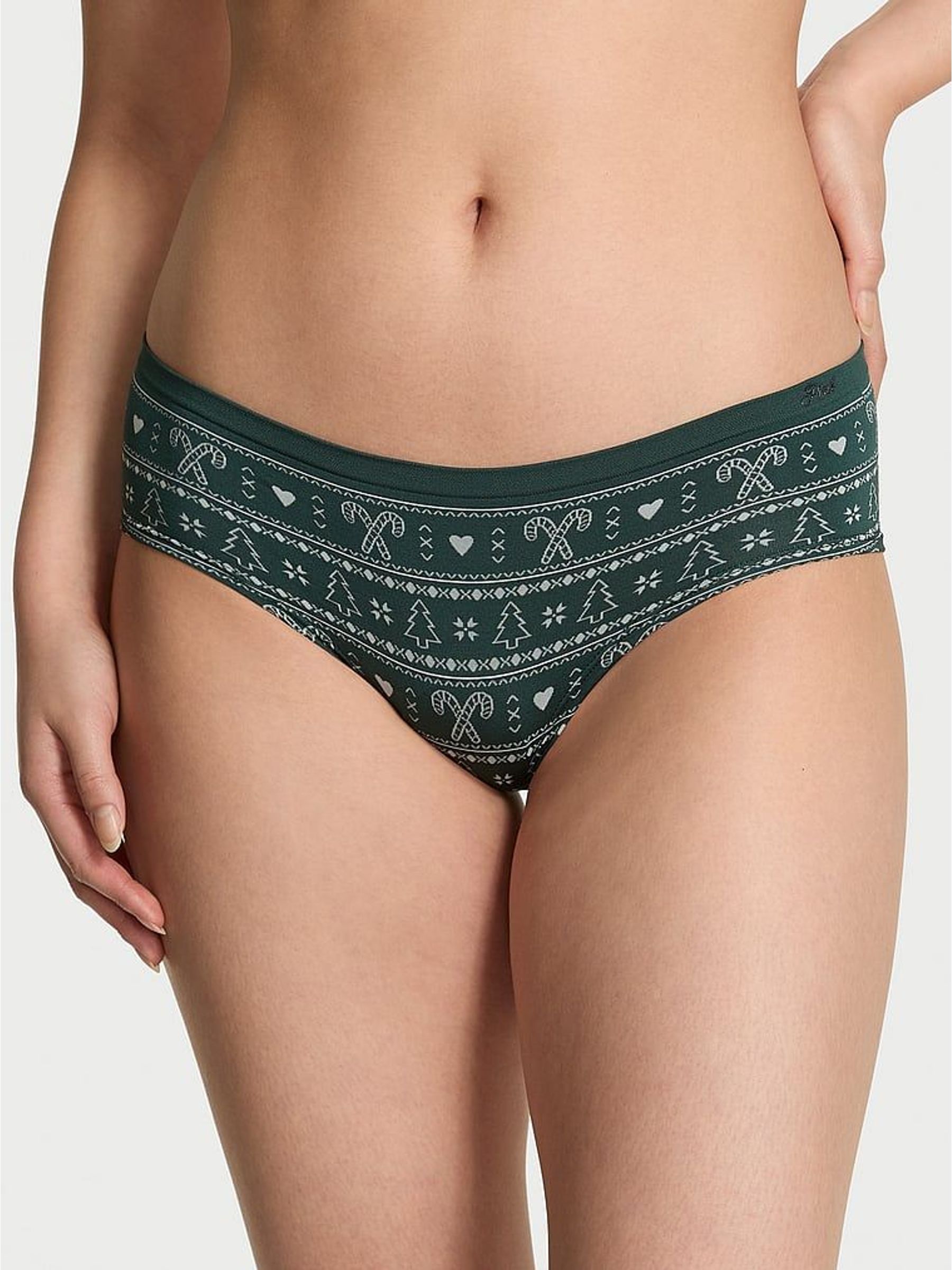 Deep Forest Green Fairisle Print Hipster Seamless Knickers (W71754) | €13