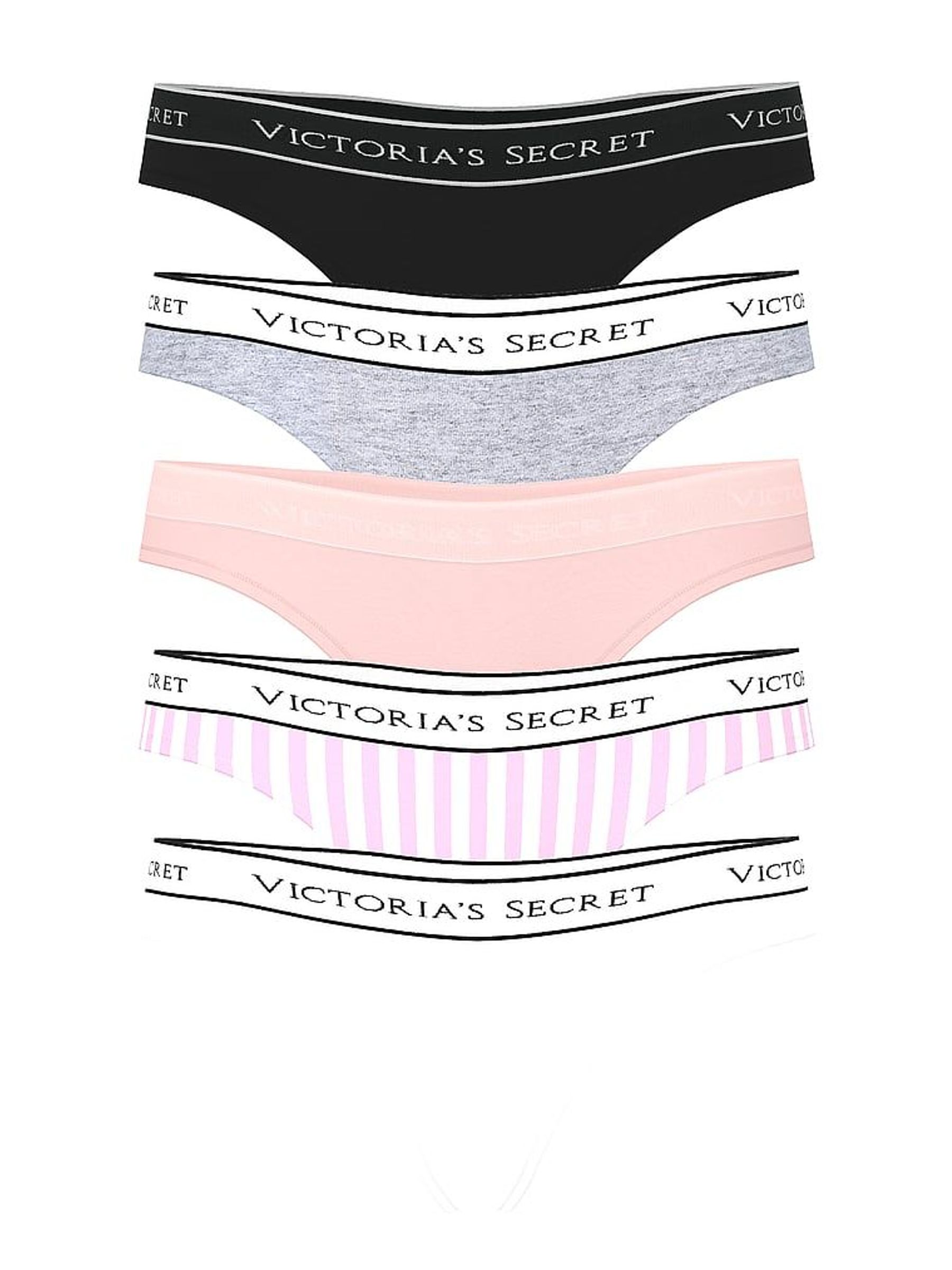 Black/Grey/Pink/White Thong Knickers 5 Pack (W71771) | €37
