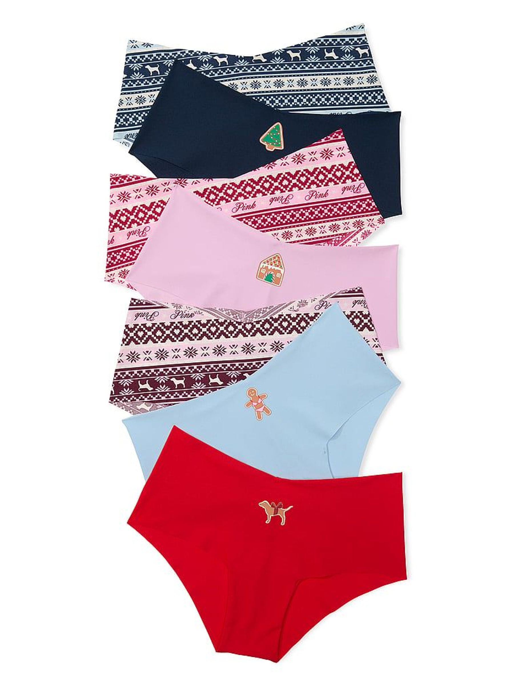 Pink Fairisle Print Cheeky No Show Knickers 7 Pack (W71836) | €51