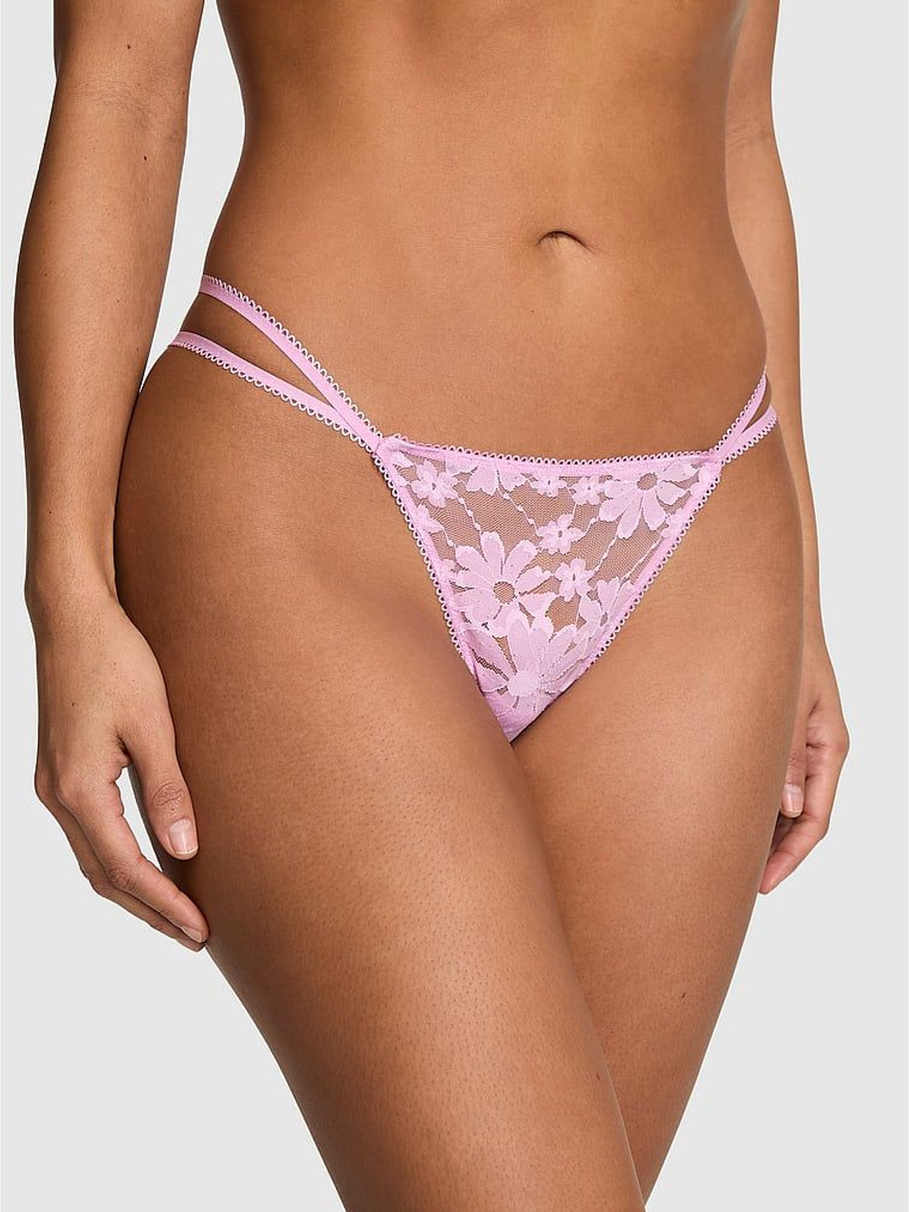Hushed Lilac Purple G-String Sequin Lace Knickers (W72091) | €13
