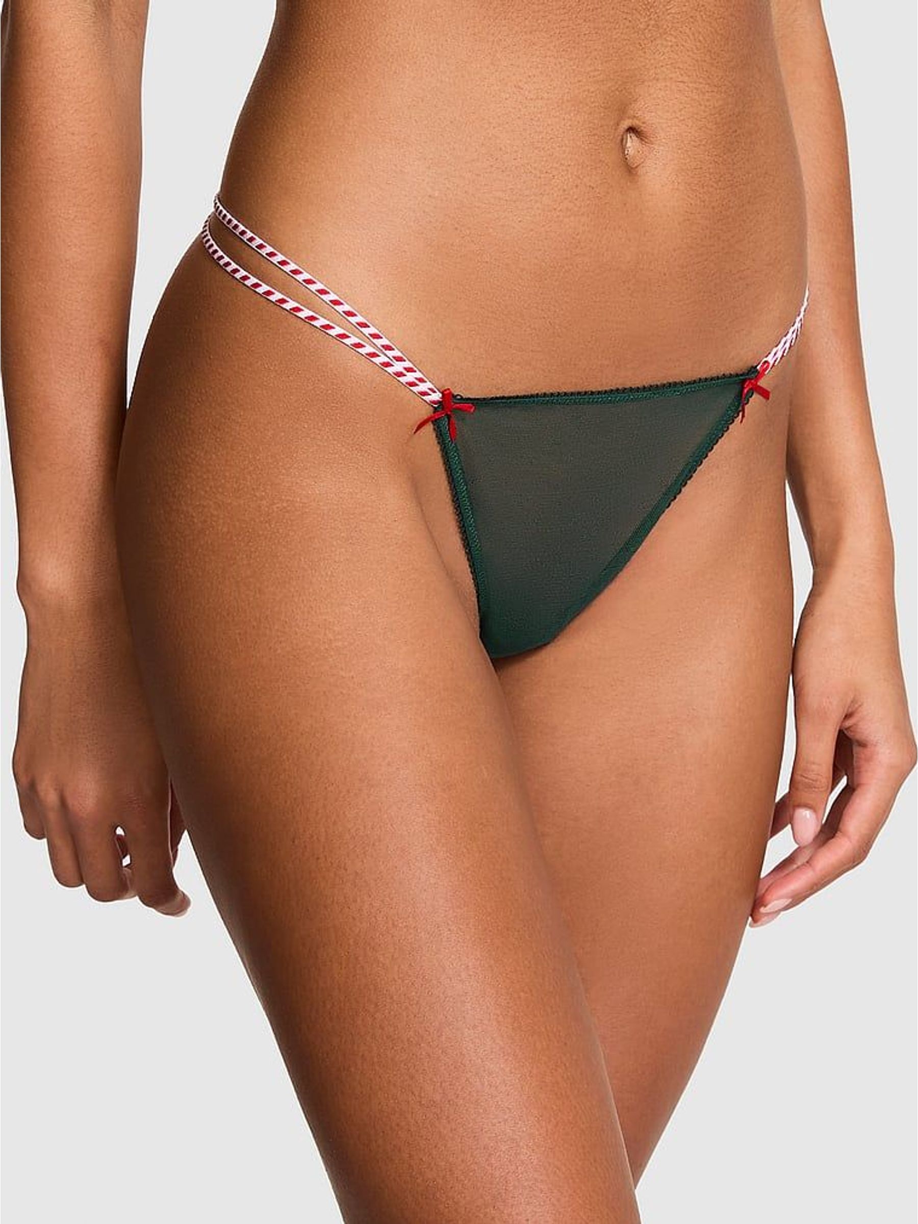 Forest Green G-String Christmas Mesh Knickers (W72099) | €13