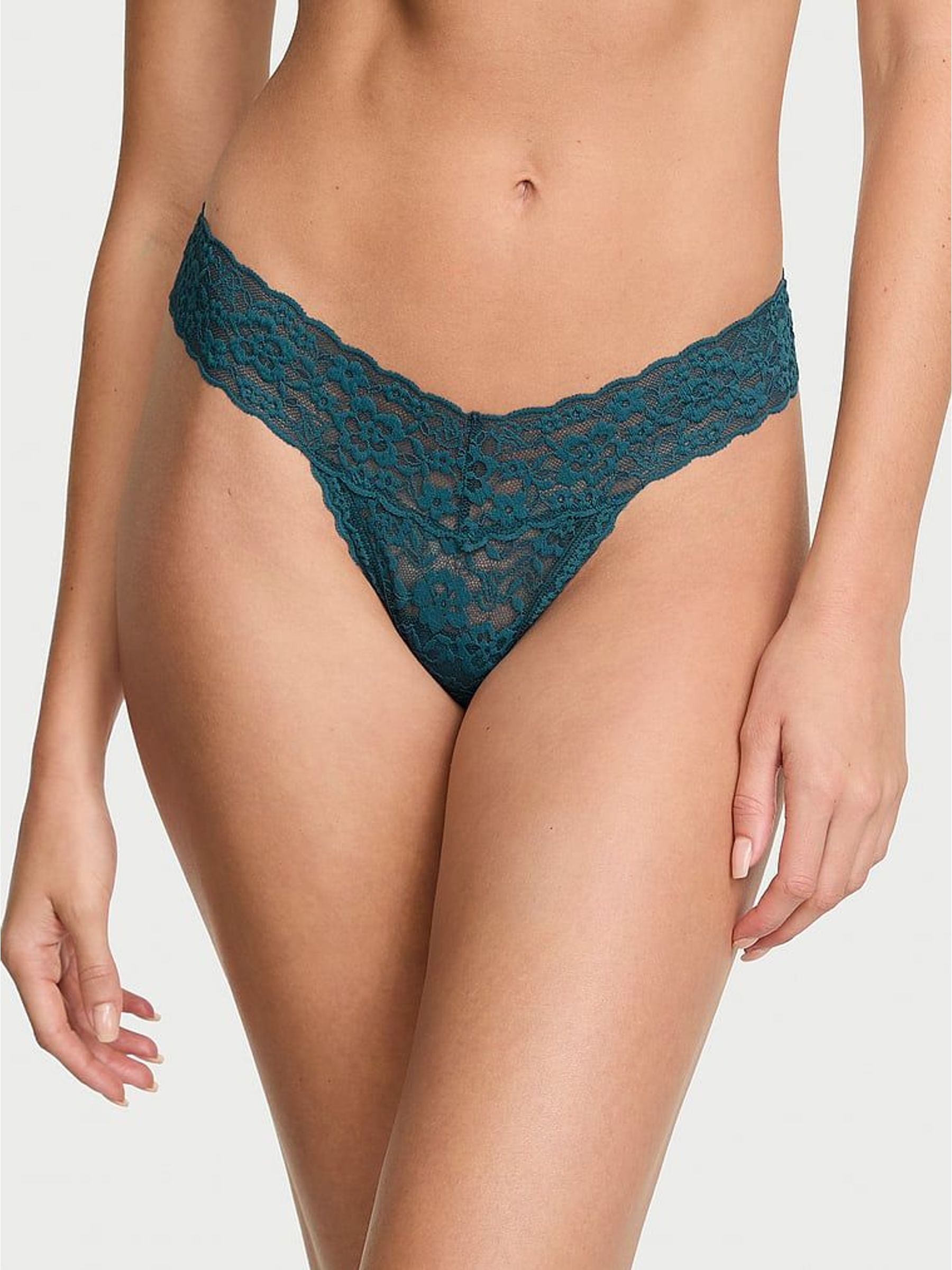 Teal Haze Blue Thong Lace Strappy Back Knickers (W72118) | €13