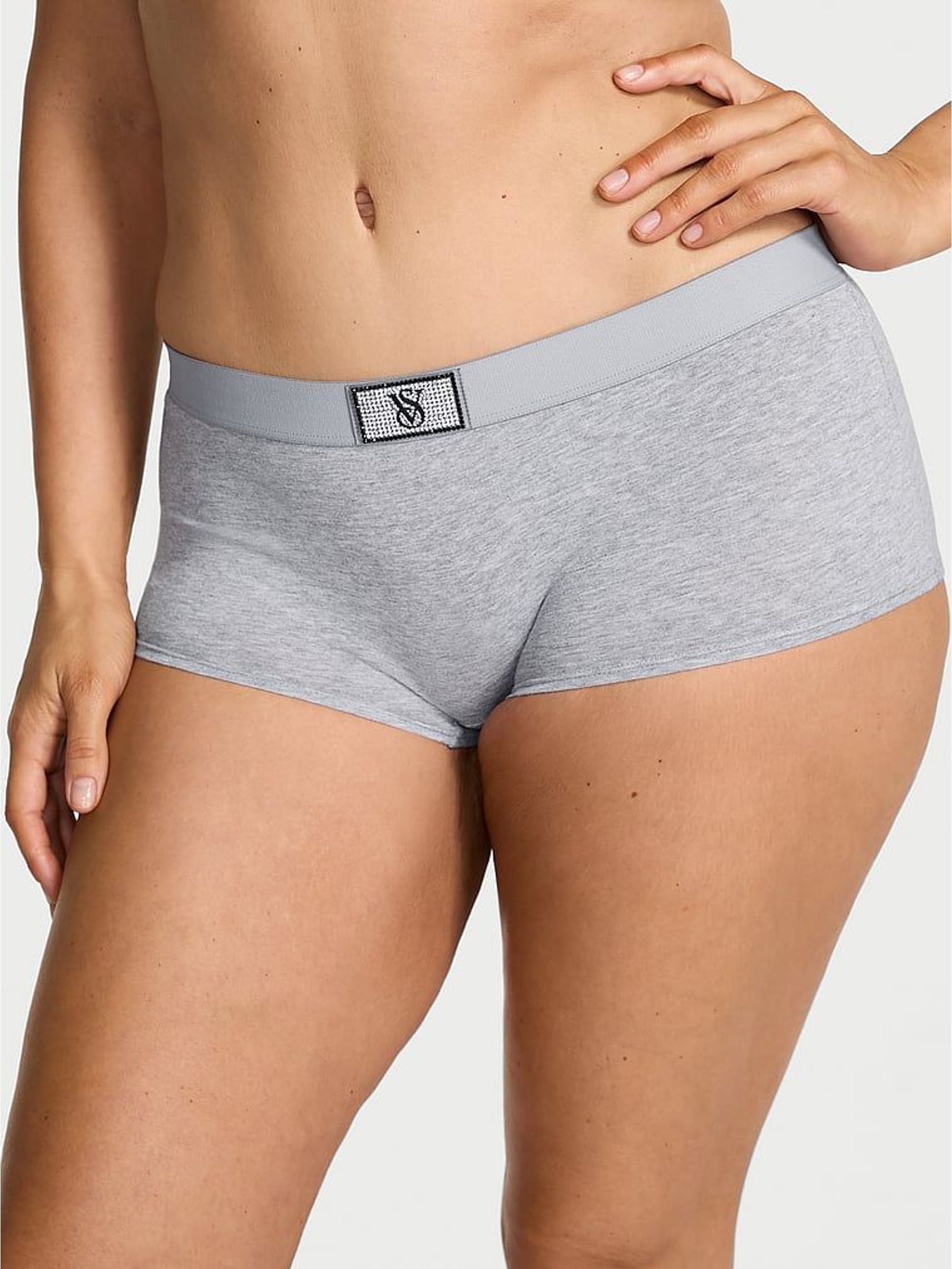 Medium Heather Grey Short Logo Shine Patch Knickers (W72121) | €11.50