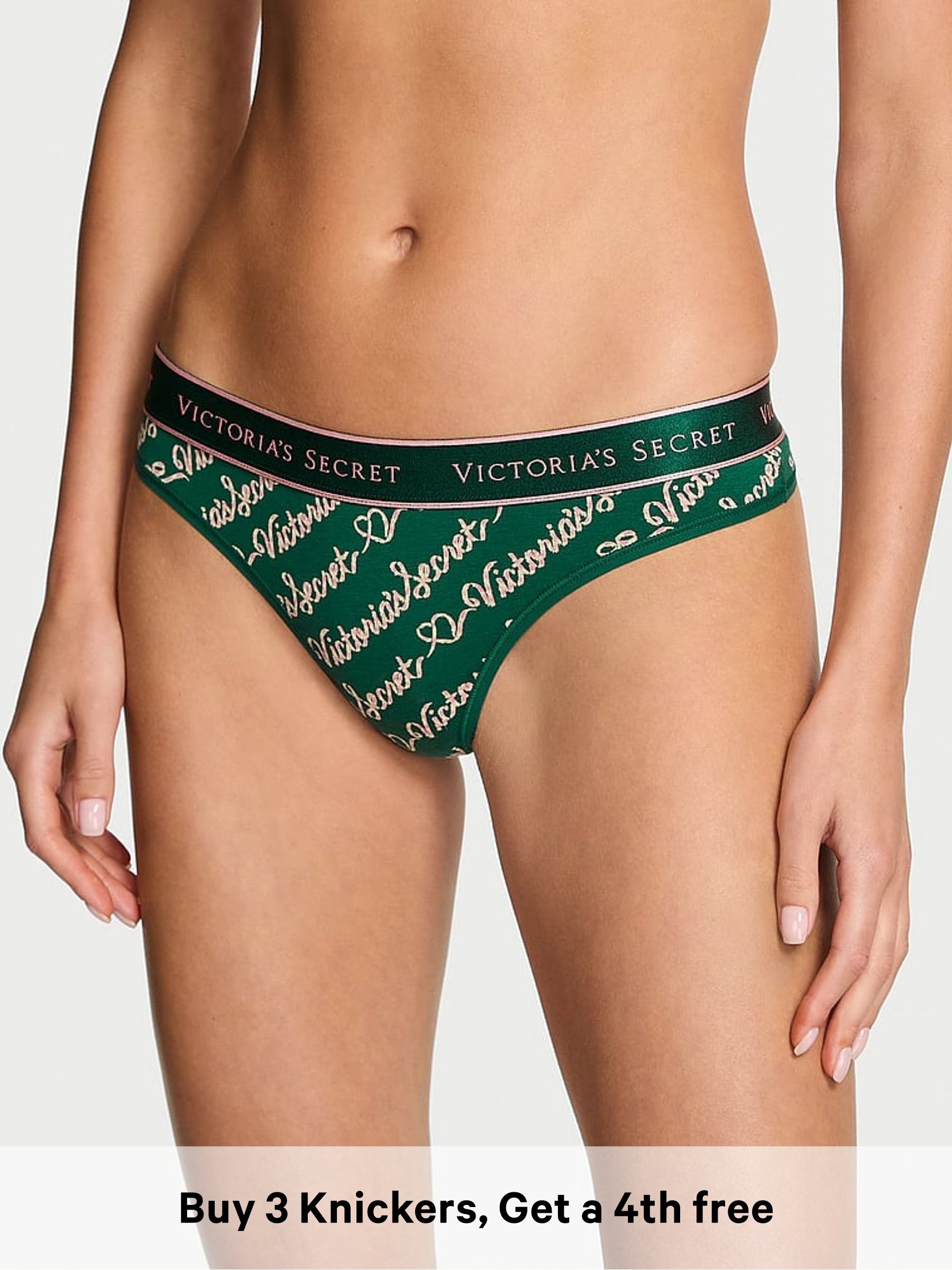 Clover Script Green Thong Logo Knickers (W72125) | €11.50