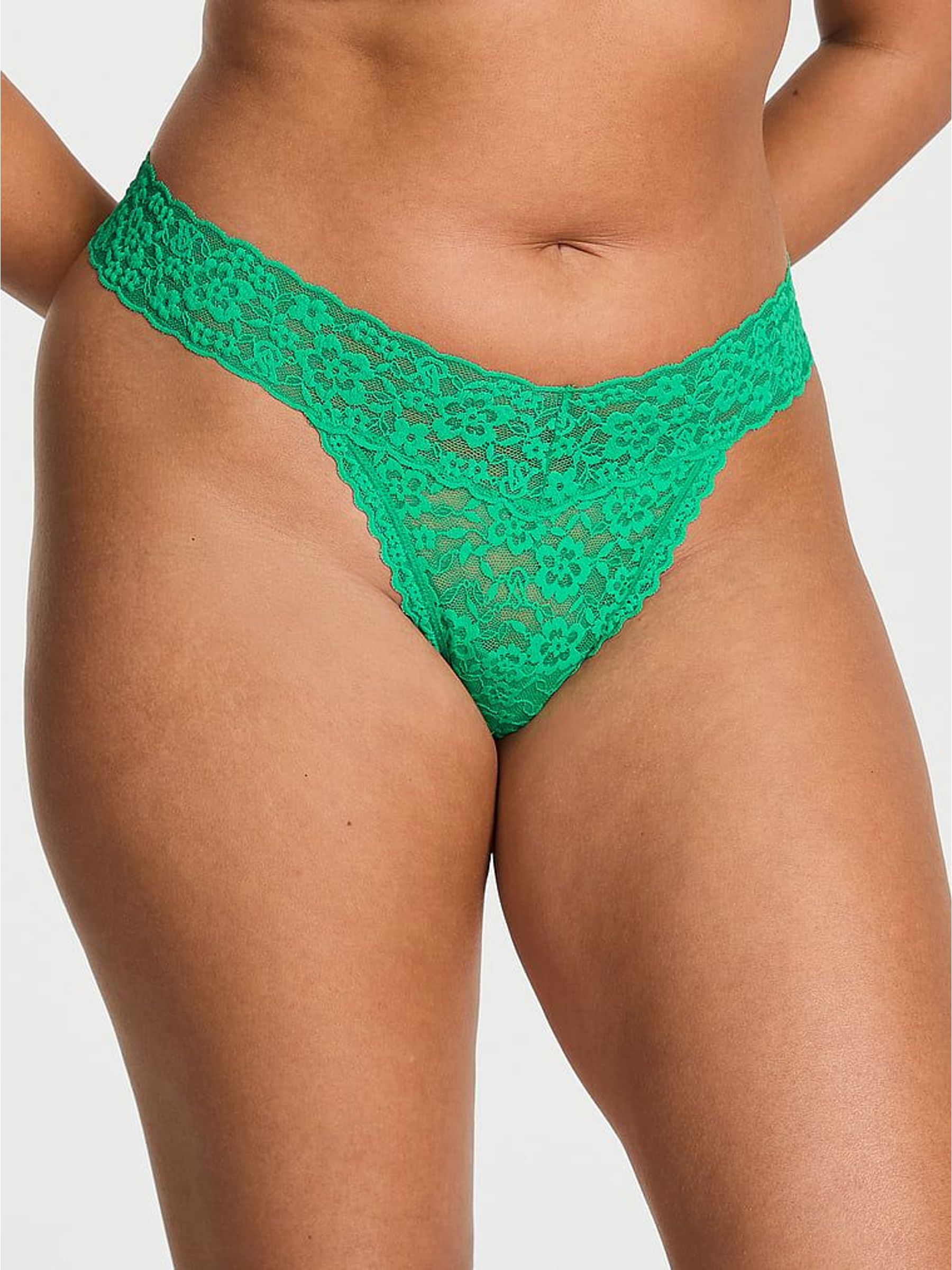 Mardi Gras Green Thong Lace Strappy Back Knickers (W72129) | €13