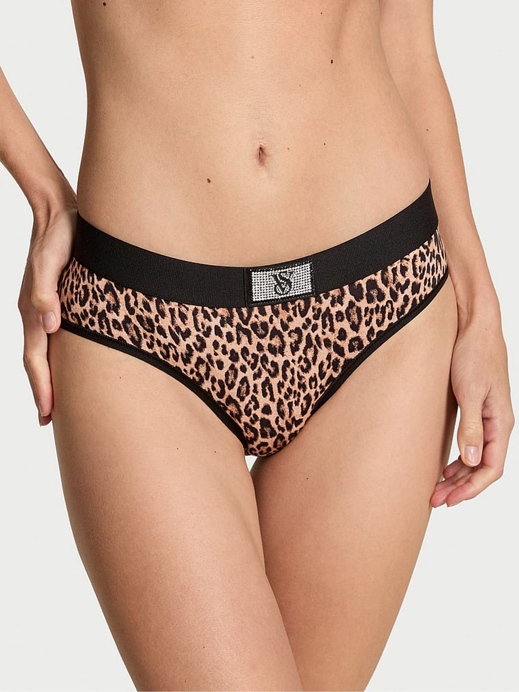 Natural Leopard Black Hipster Logo Shine Patch Knickers (W72134) | €11.50