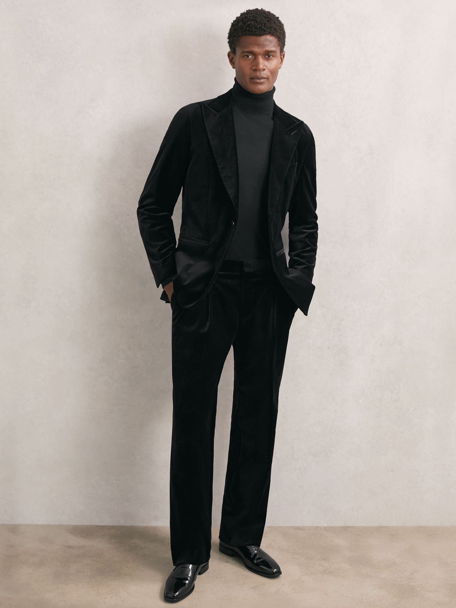 Wide-Leg Velvet Trousers in Black (W72765) | $295
