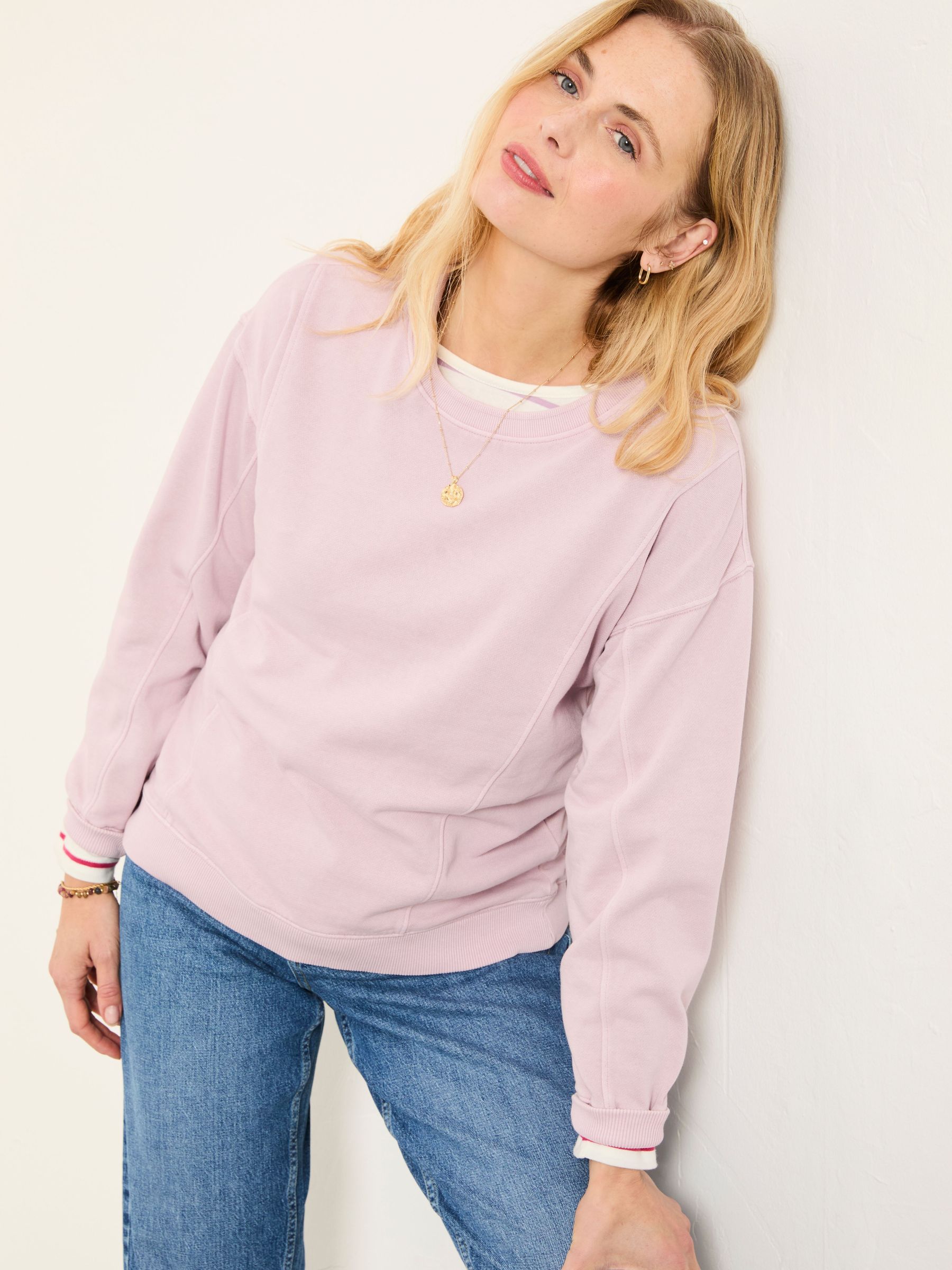 Sienna Lilac Purple Seam Detail Crew Sweat (W74637) | $80