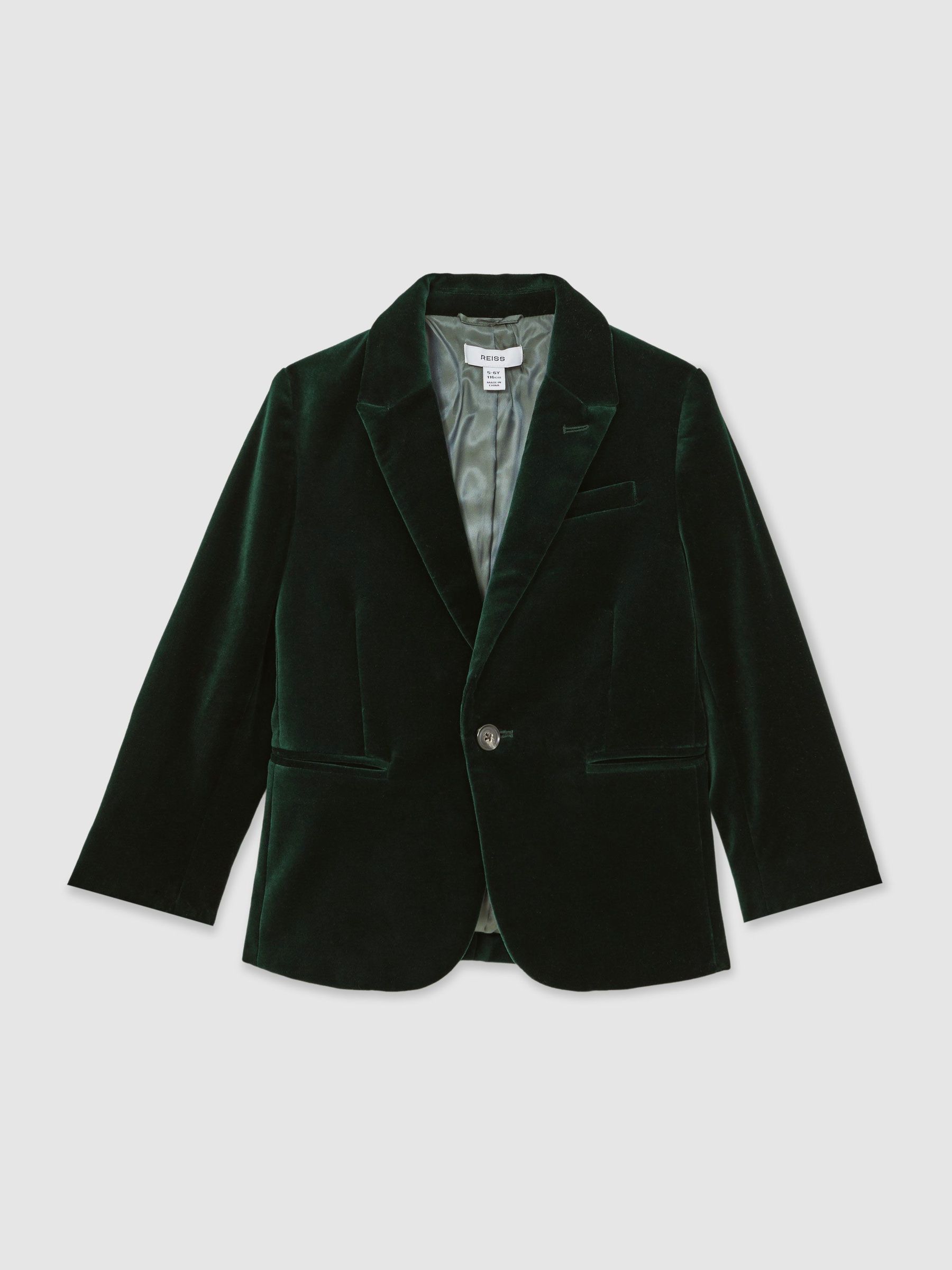 Single-Breasted Velvet Blazer in Green (W74958) | $195