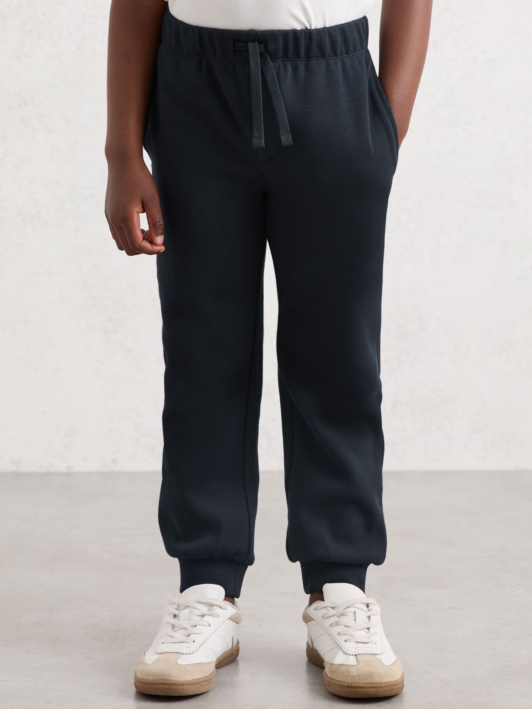 9-13 yrs Cotton-Blend Textured Cuffed Joggers in Navy (W74966) | ₪200