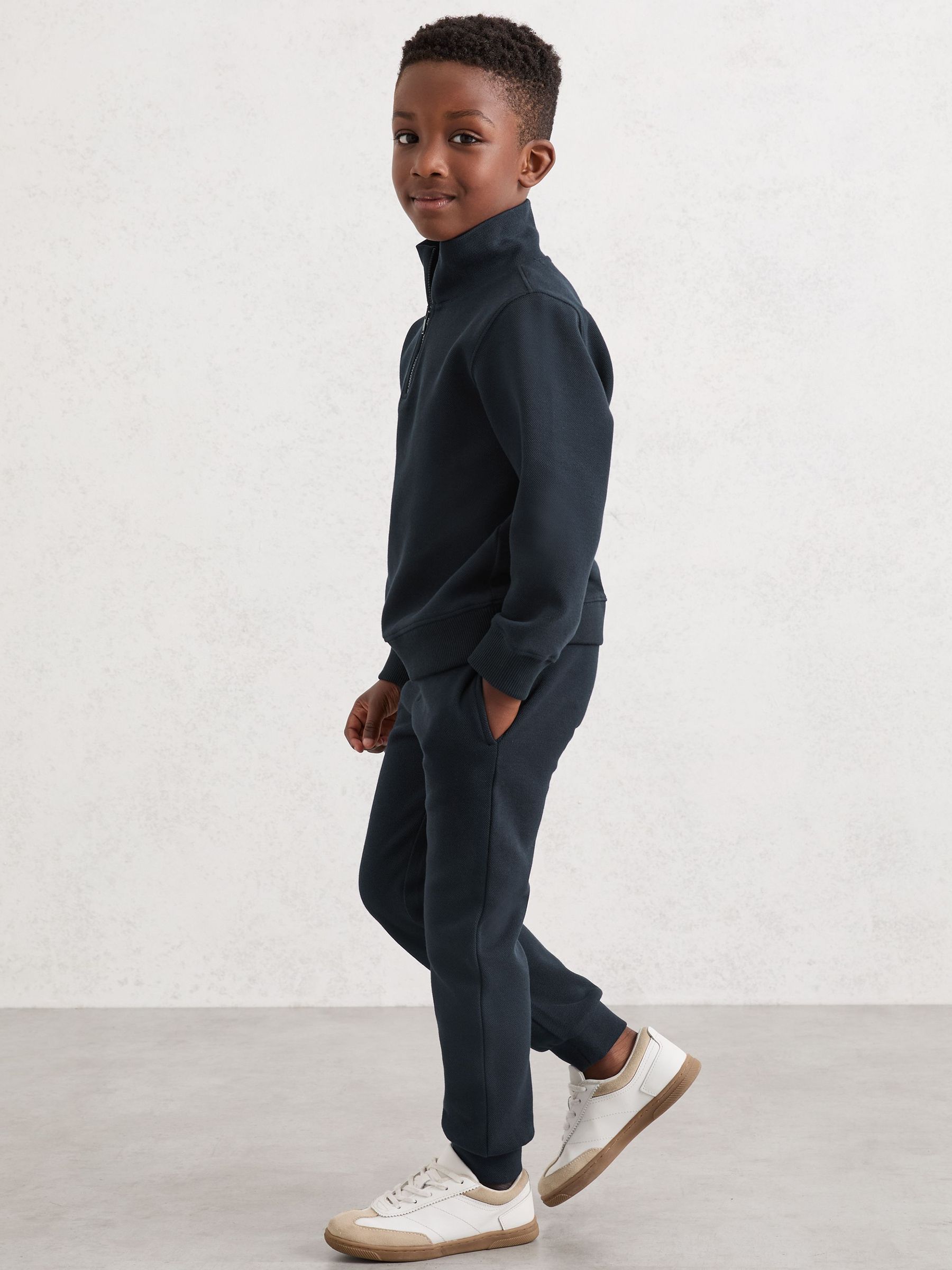 3-9 yrs Cotton-Blend Textured Cuffed Joggers in Navy (W74974) | ₪175