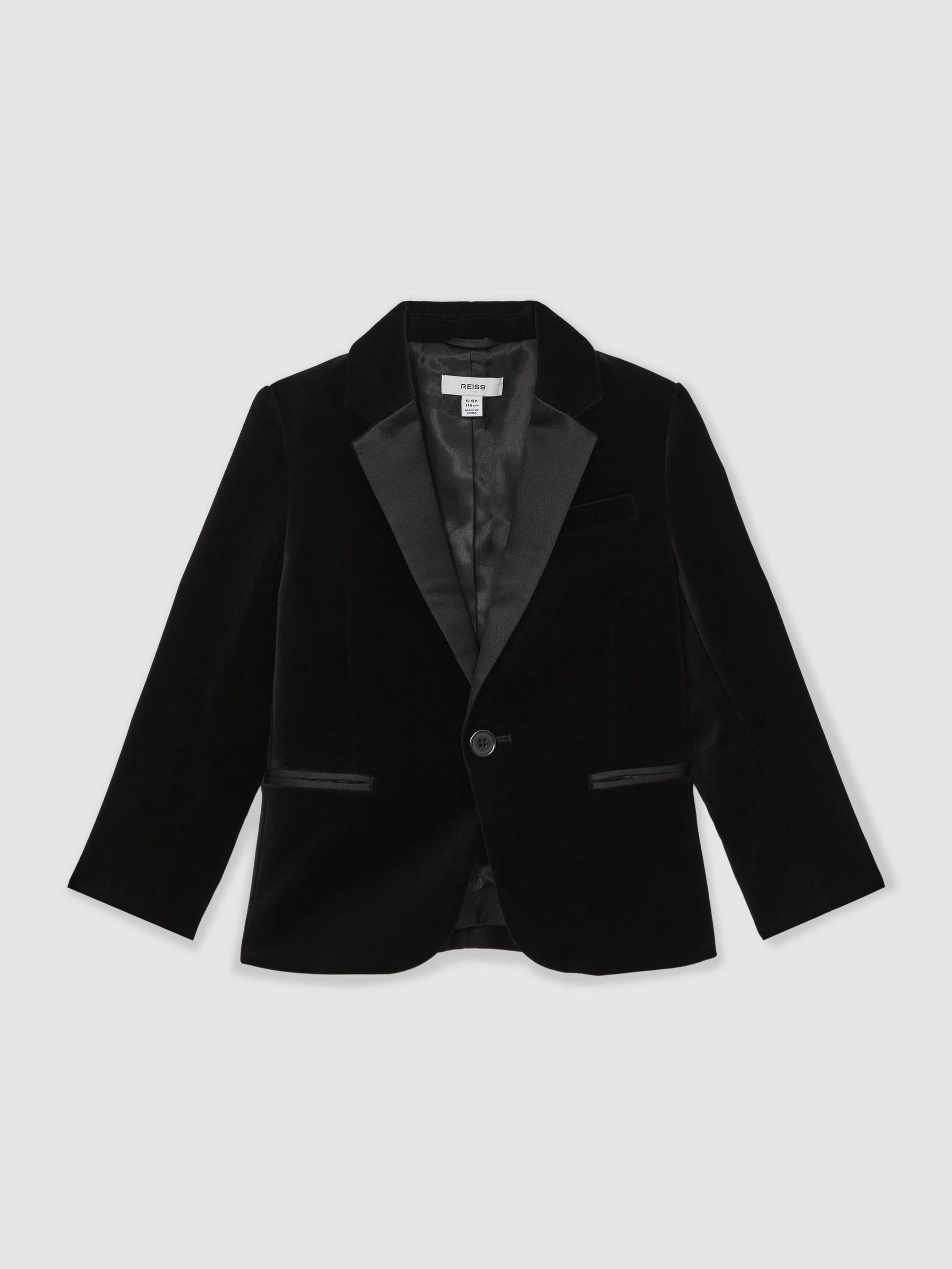 Single-Breasted Velvet Tuxedo Blazer in Black (W74975) | LEI 775