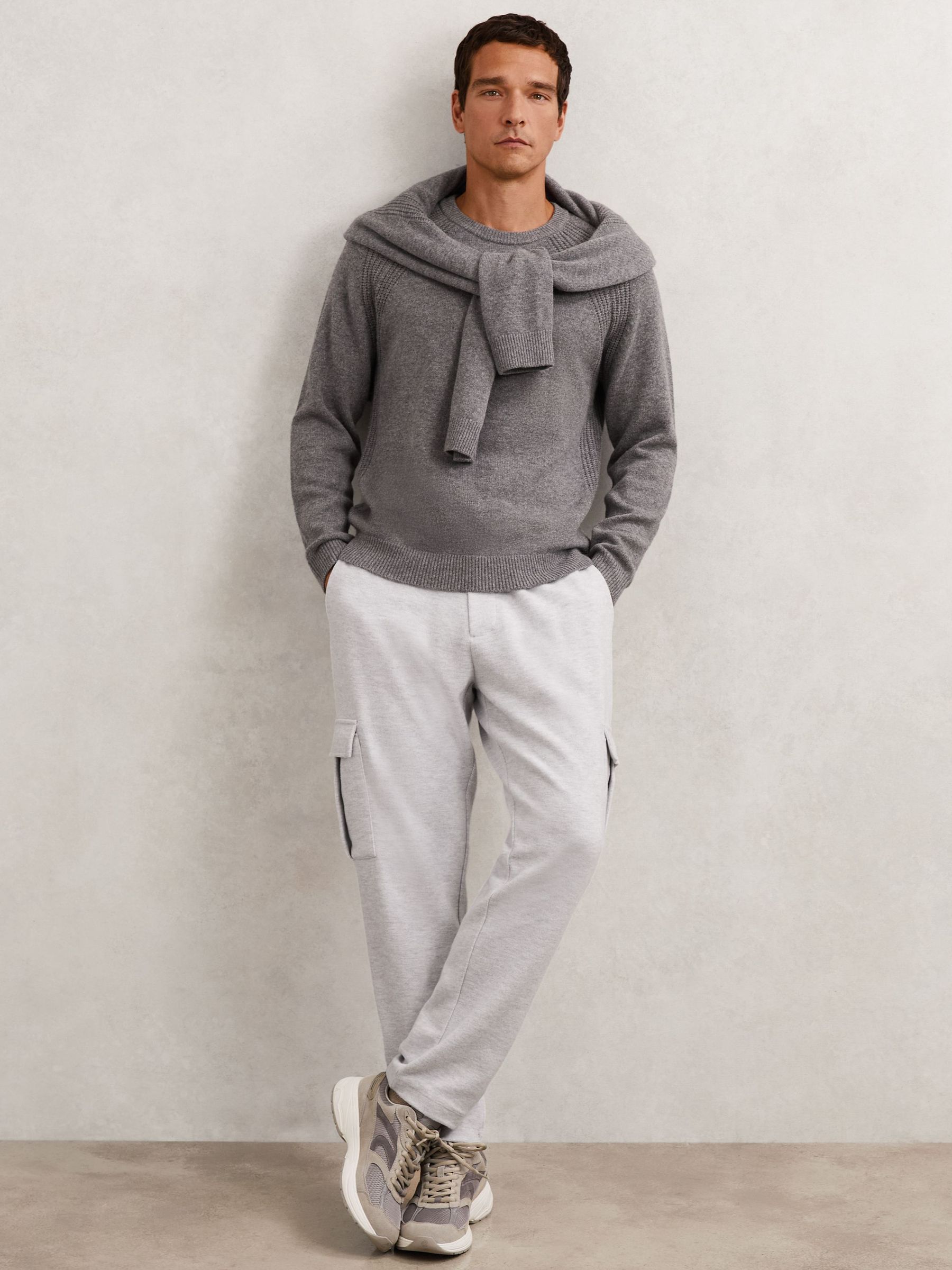 Jersey Cargo Trousers with Cotton in Grey Marl (W75065) | 700 QAR