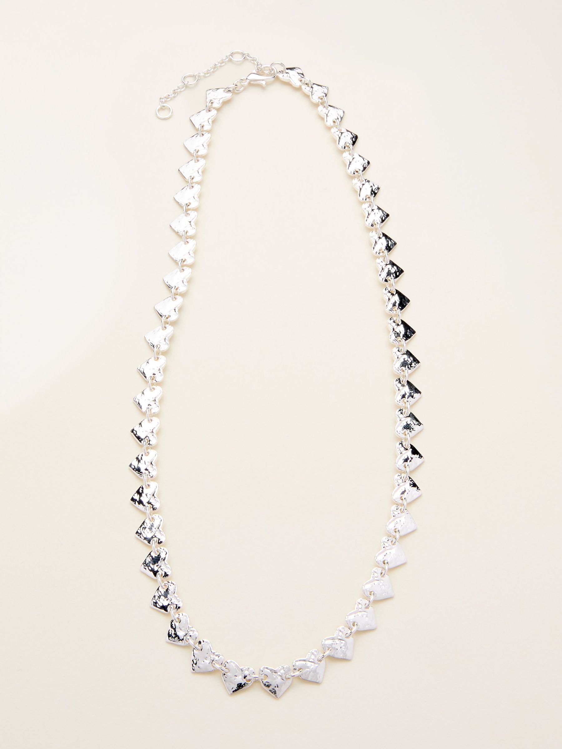 Silver Tone Hammered Heart Necklace (W75133) | €21.50