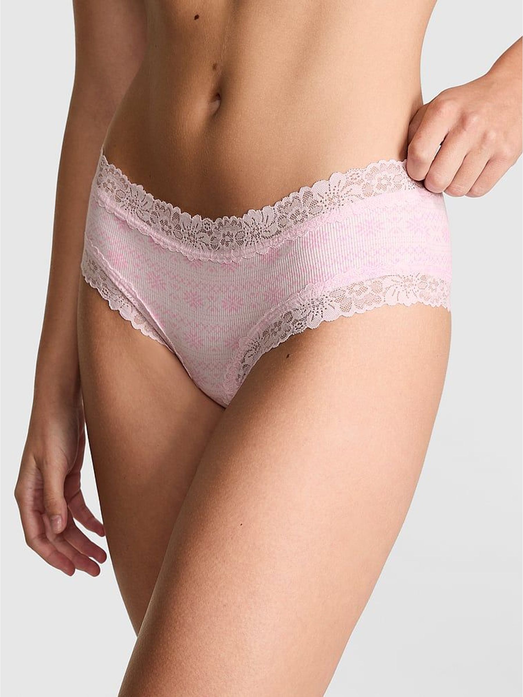 Pink Tulip Fairilse Print Cheeky Lace Trim Rib Knickers (W75406) | €13