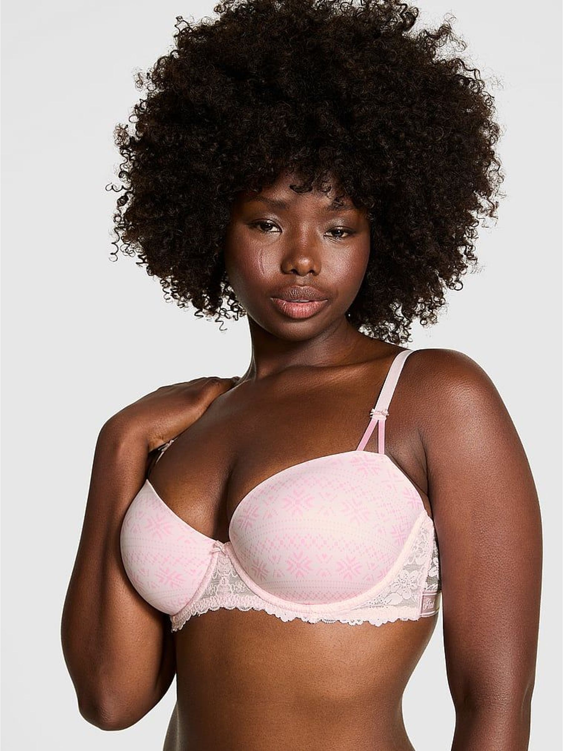 Pink Tulip Fairisle Print Push Up Balcony Bra (W75413) | €36 - €45